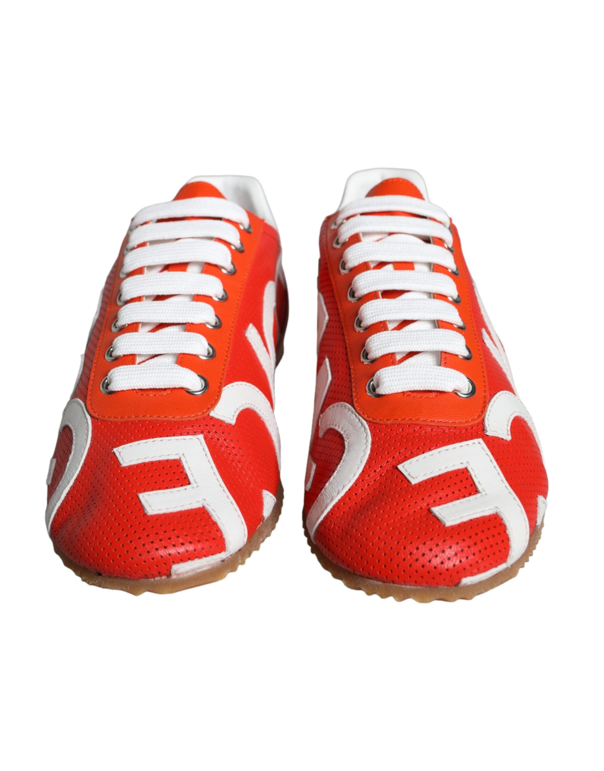 Dolce & Gabbana Rot Weiß Leder Logo Casual Turnschuhe Schuhe-1