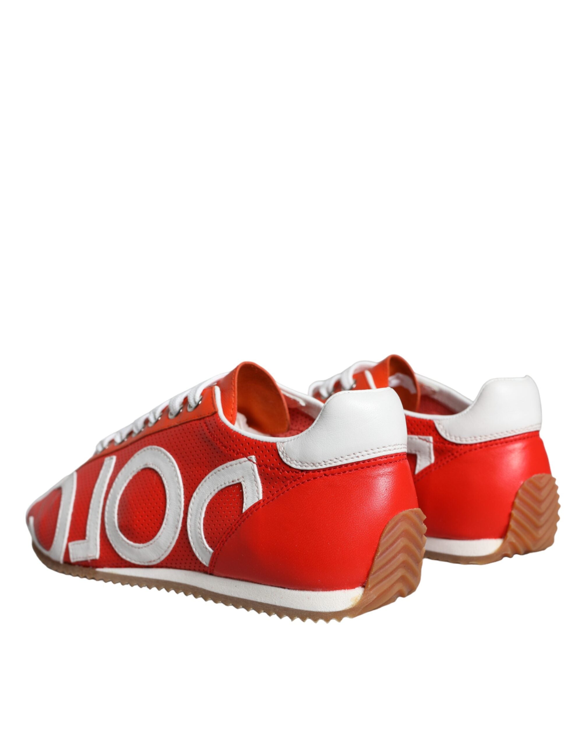Dolce & Gabbana Rot Weiß Leder Logo Casual Turnschuhe Schuhe-3