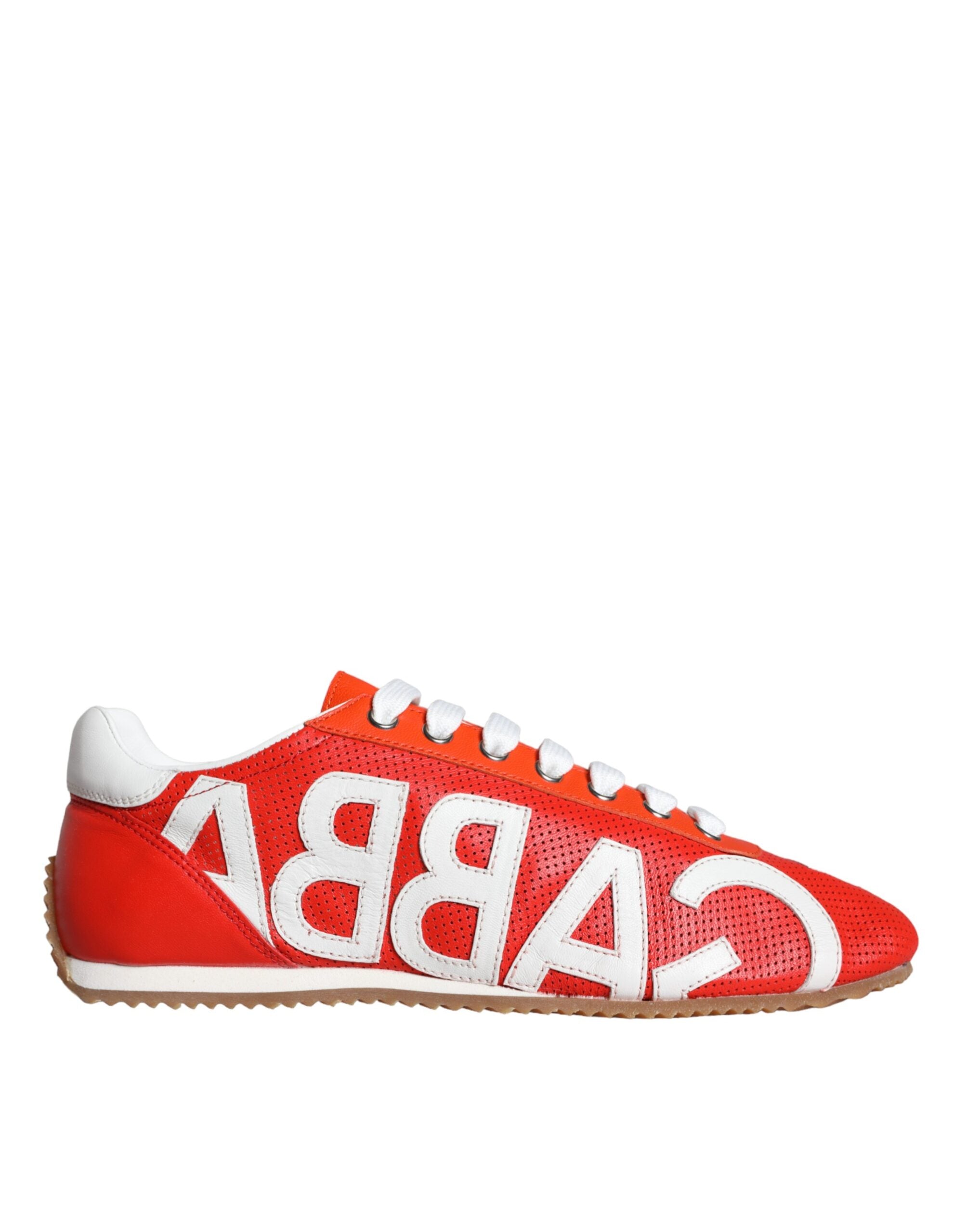 Dolce & Gabbana Rot Weiß Leder Logo Casual Turnschuhe Schuhe-4