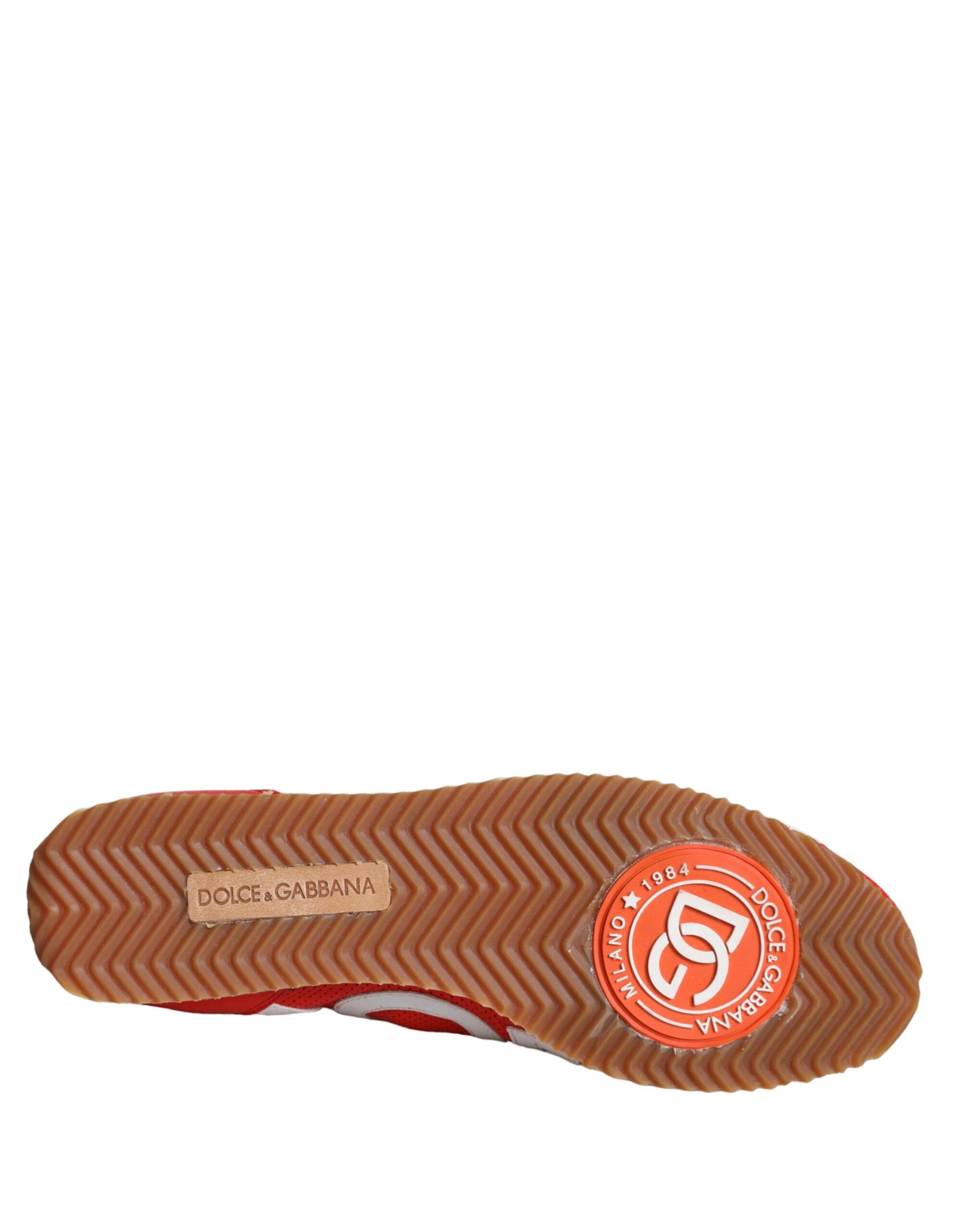 Dolce & Gabbana Rot Weiß Leder Logo Casual Turnschuhe Schuhe-6
