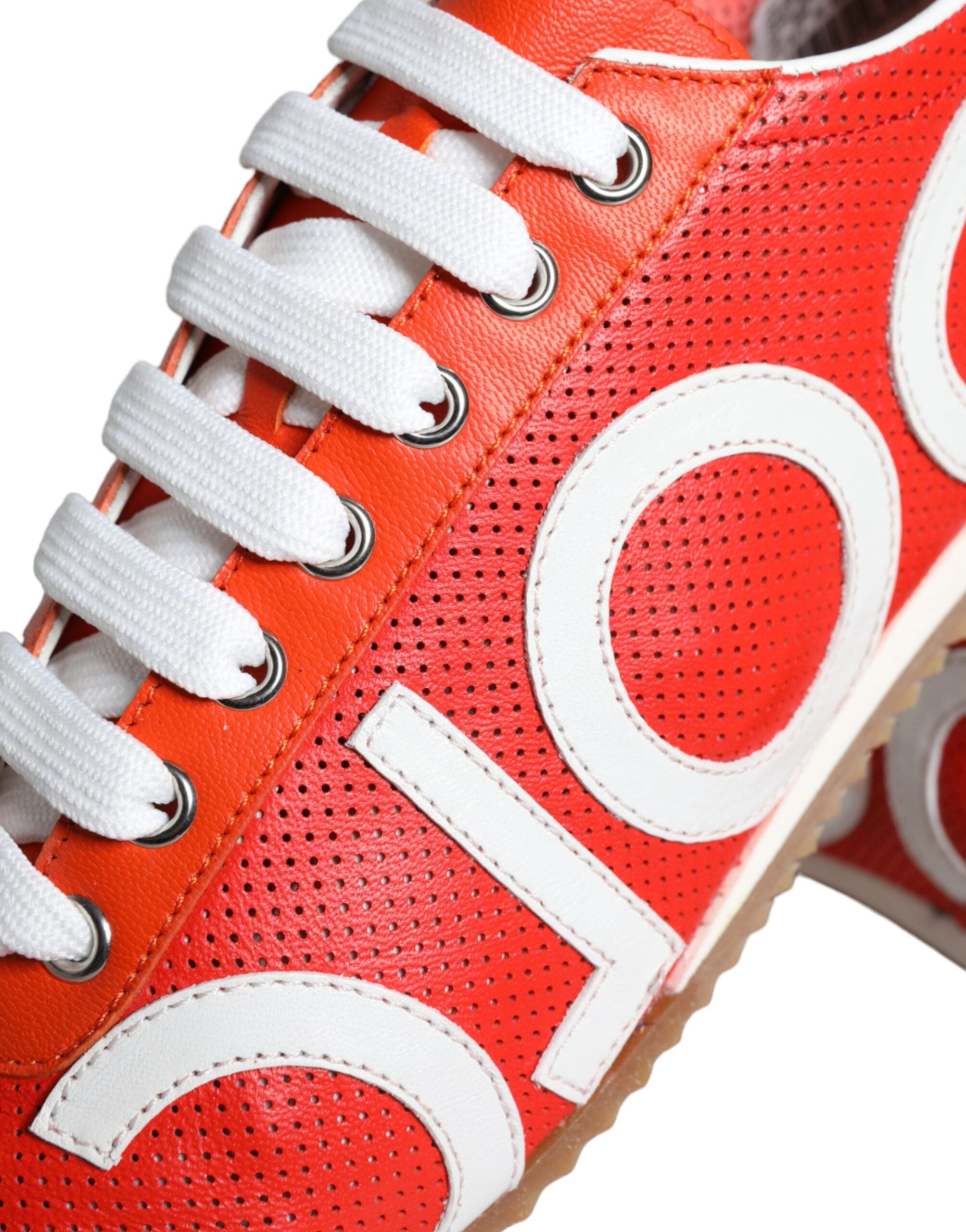 Dolce & Gabbana Rot Weiß Leder Logo Casual Turnschuhe Schuhe-8