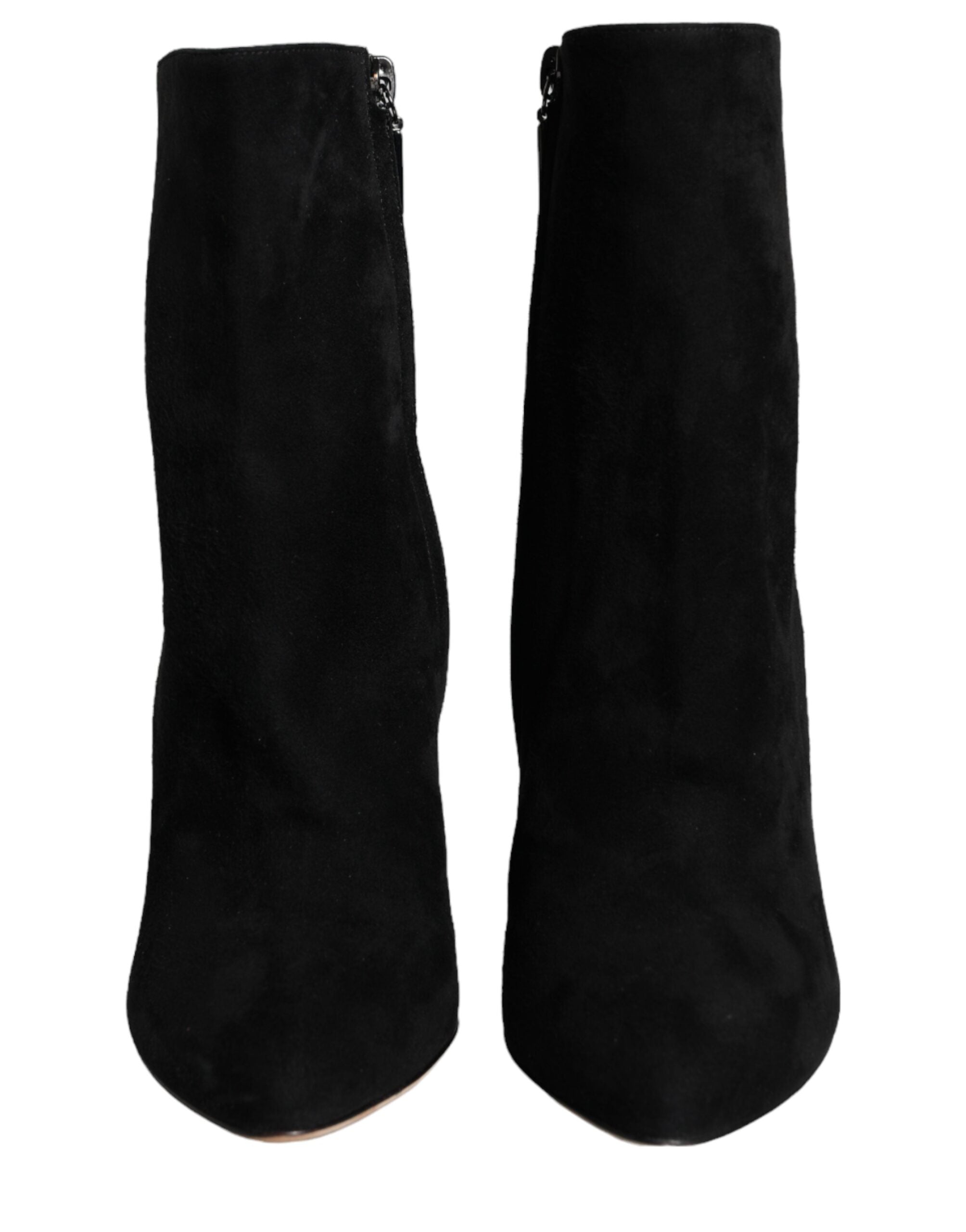 Dolce & Gabbana Black Suede Mid Calf Boots Shoes-2