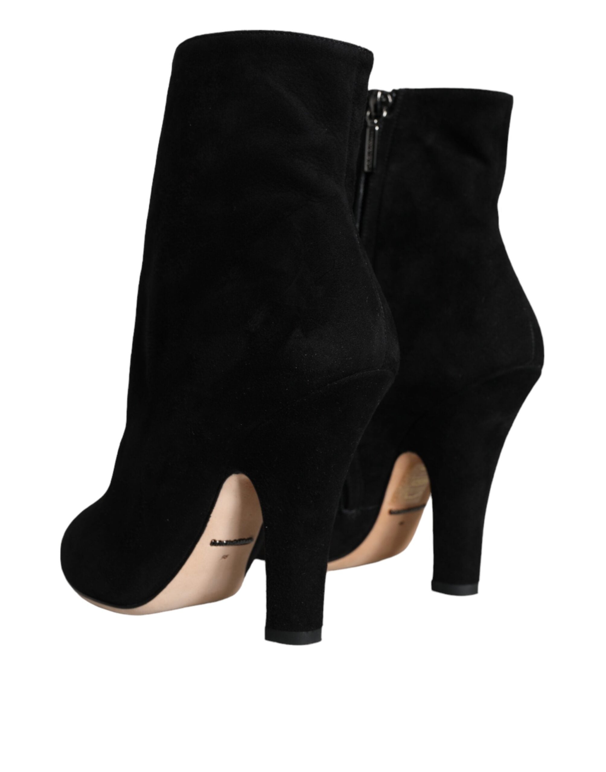 Dolce & Gabbana Black Suede Mid Calf Boots Shoes-4