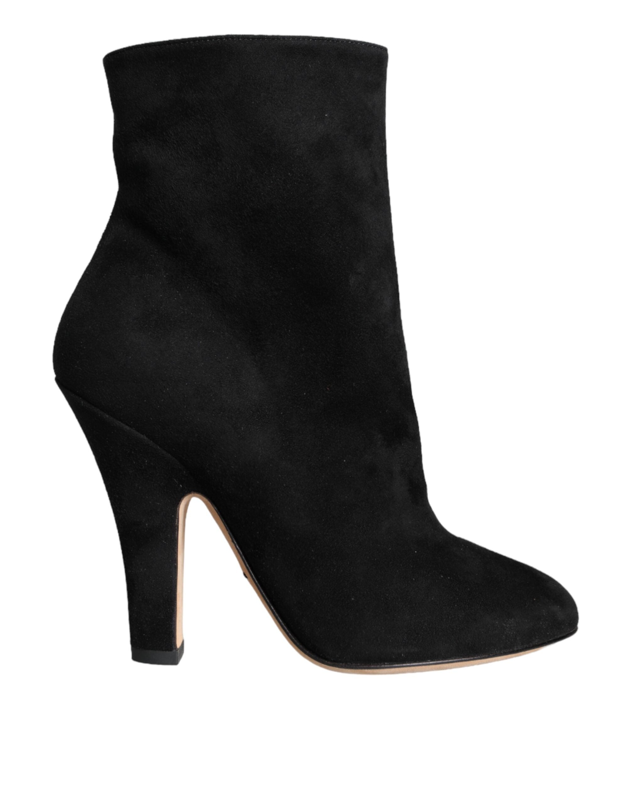 Dolce & Gabbana Black Suede Mid Calf Boots Shoes-1