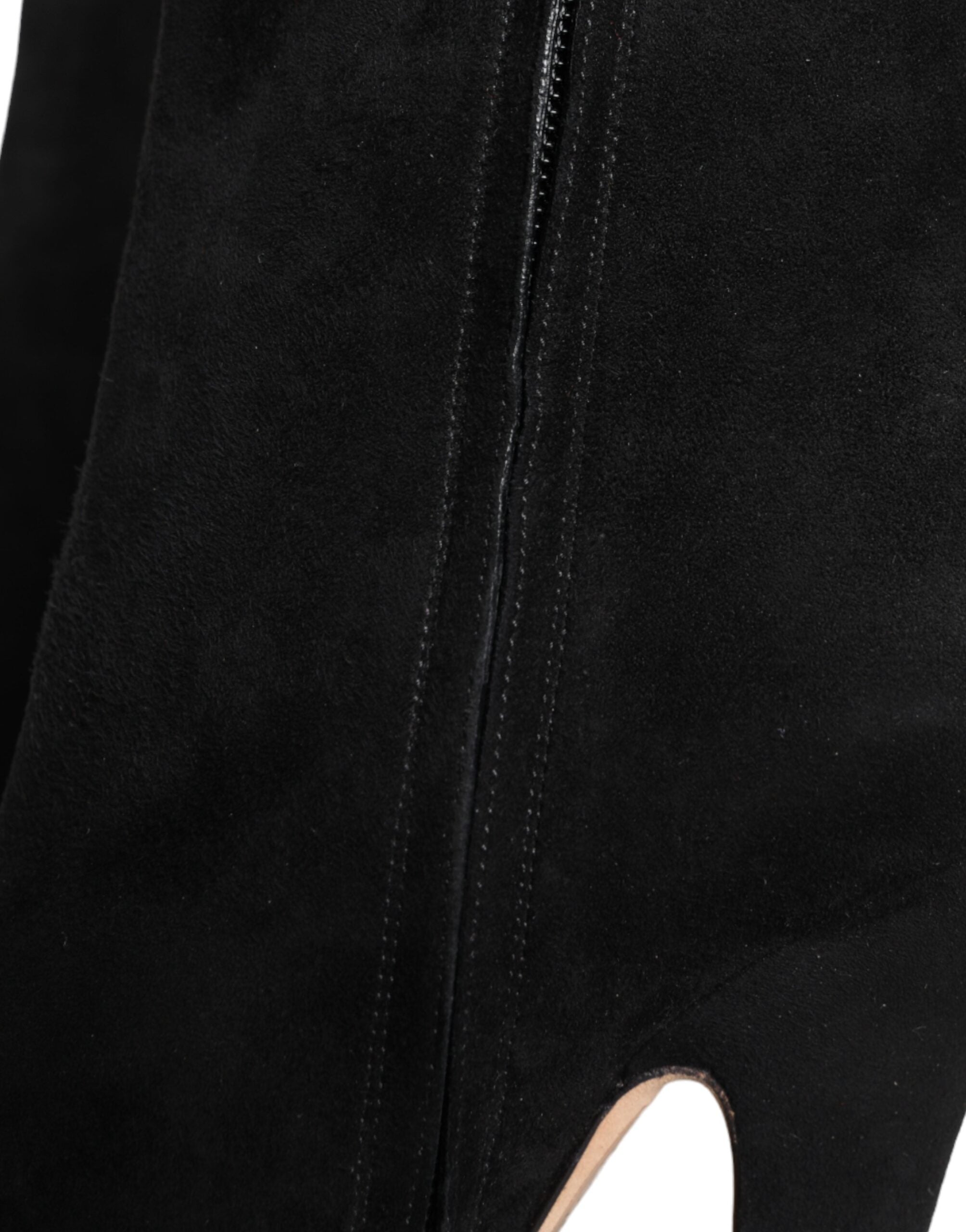 Dolce & Gabbana Black Suede Mid Calf Boots Shoes-7
