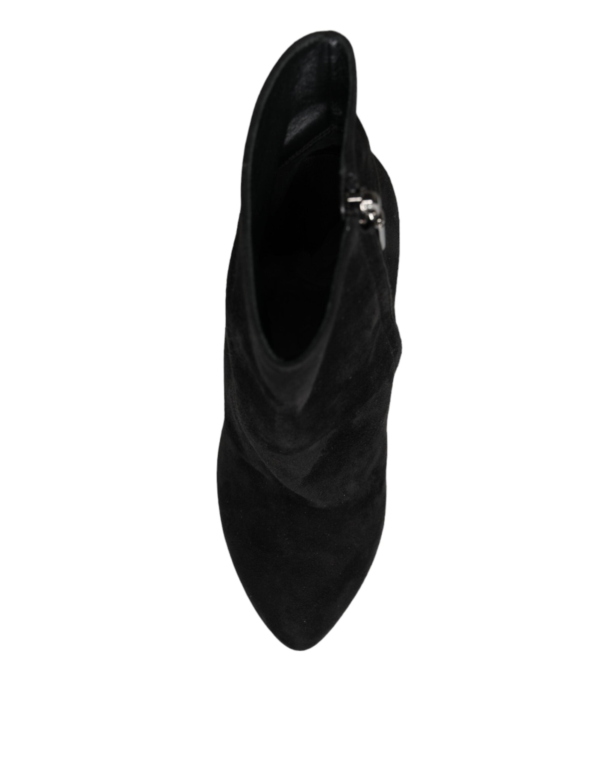 Dolce & Gabbana Black Suede Mid Calf Boots Shoes-8