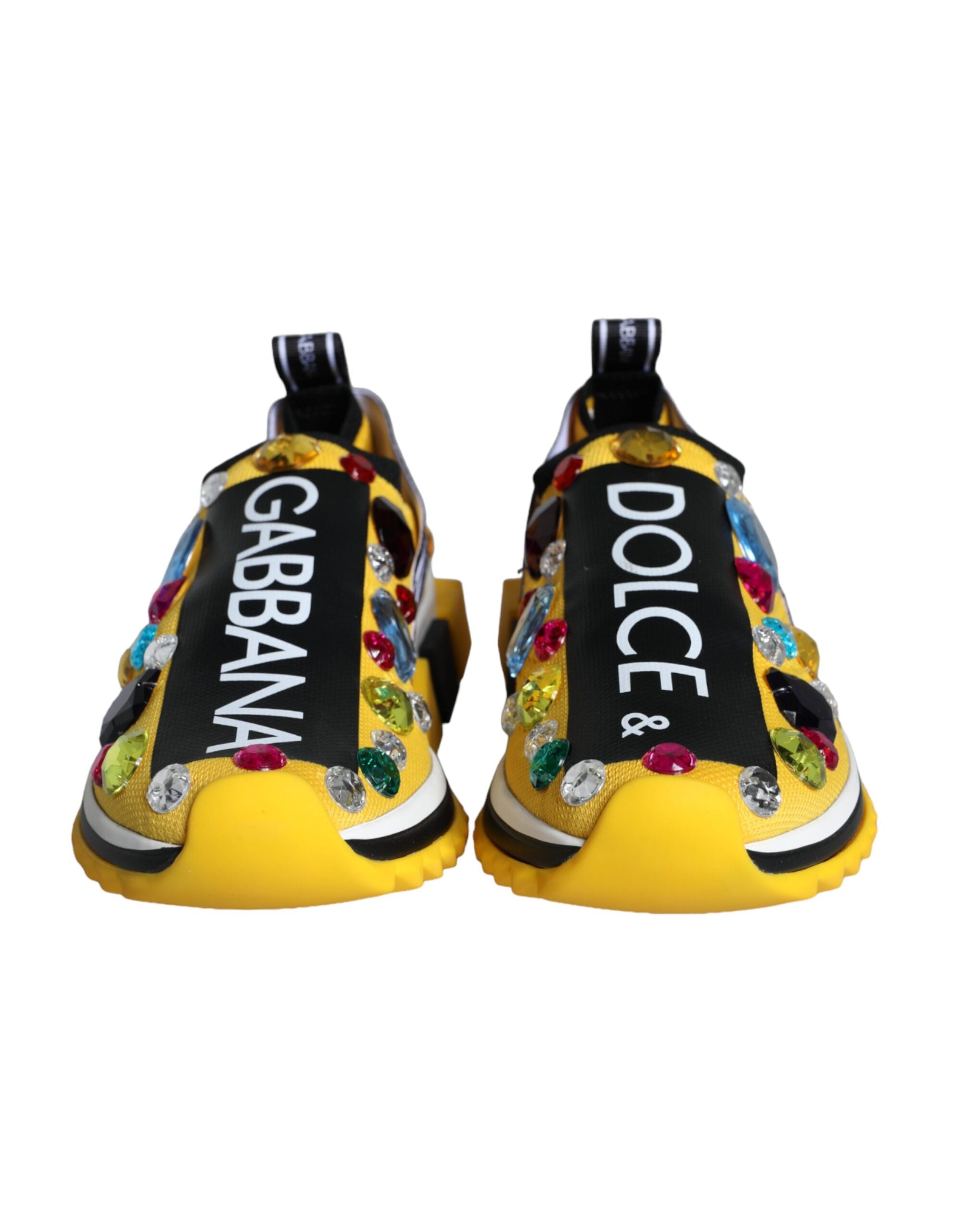 Dolce & Gabbana Yellow Sorrento Crystals Sneakers Women's Shoes-2