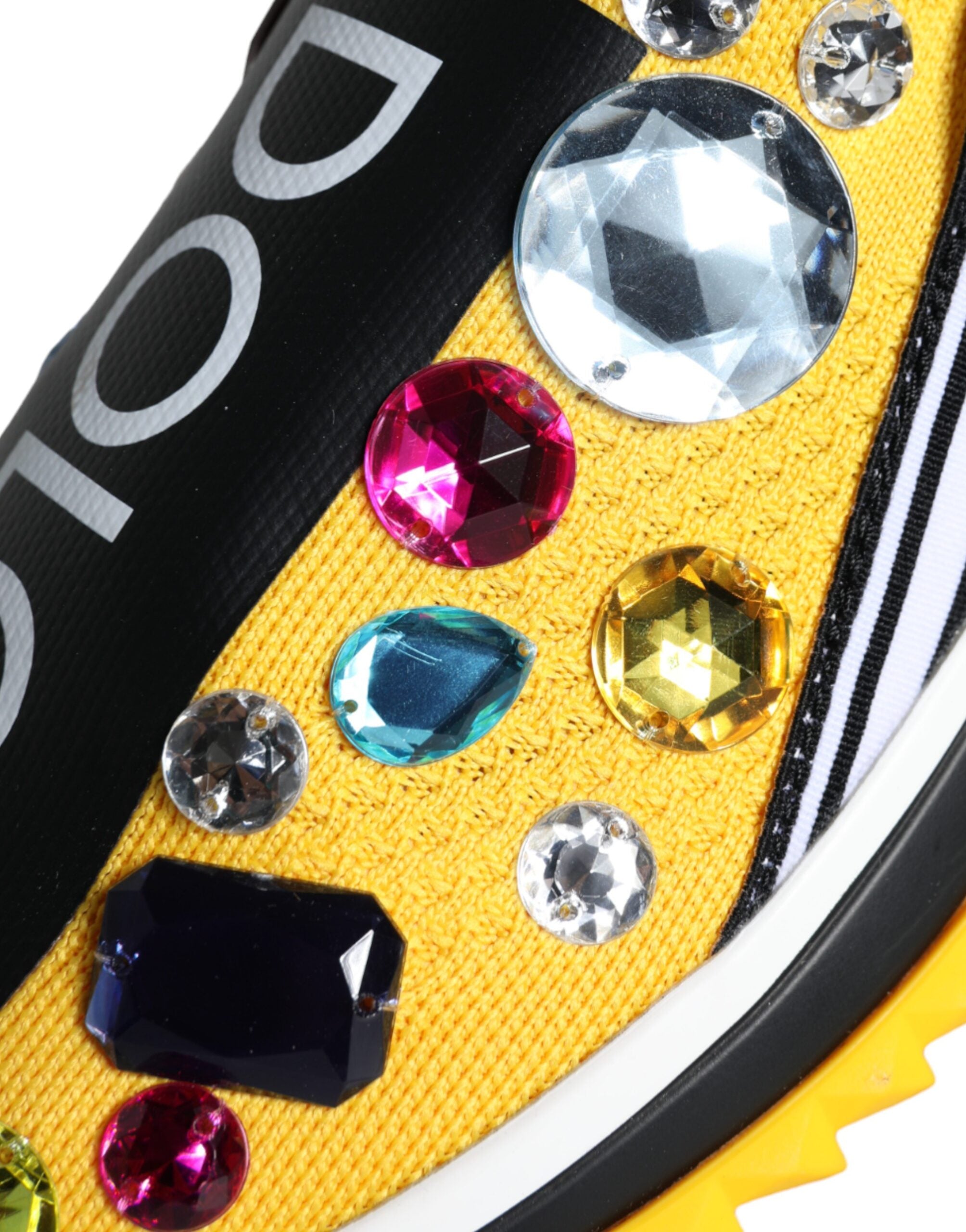 Dolce & Gabbana Yellow Sorrento Crystals Sneakers Women's Shoes-8
