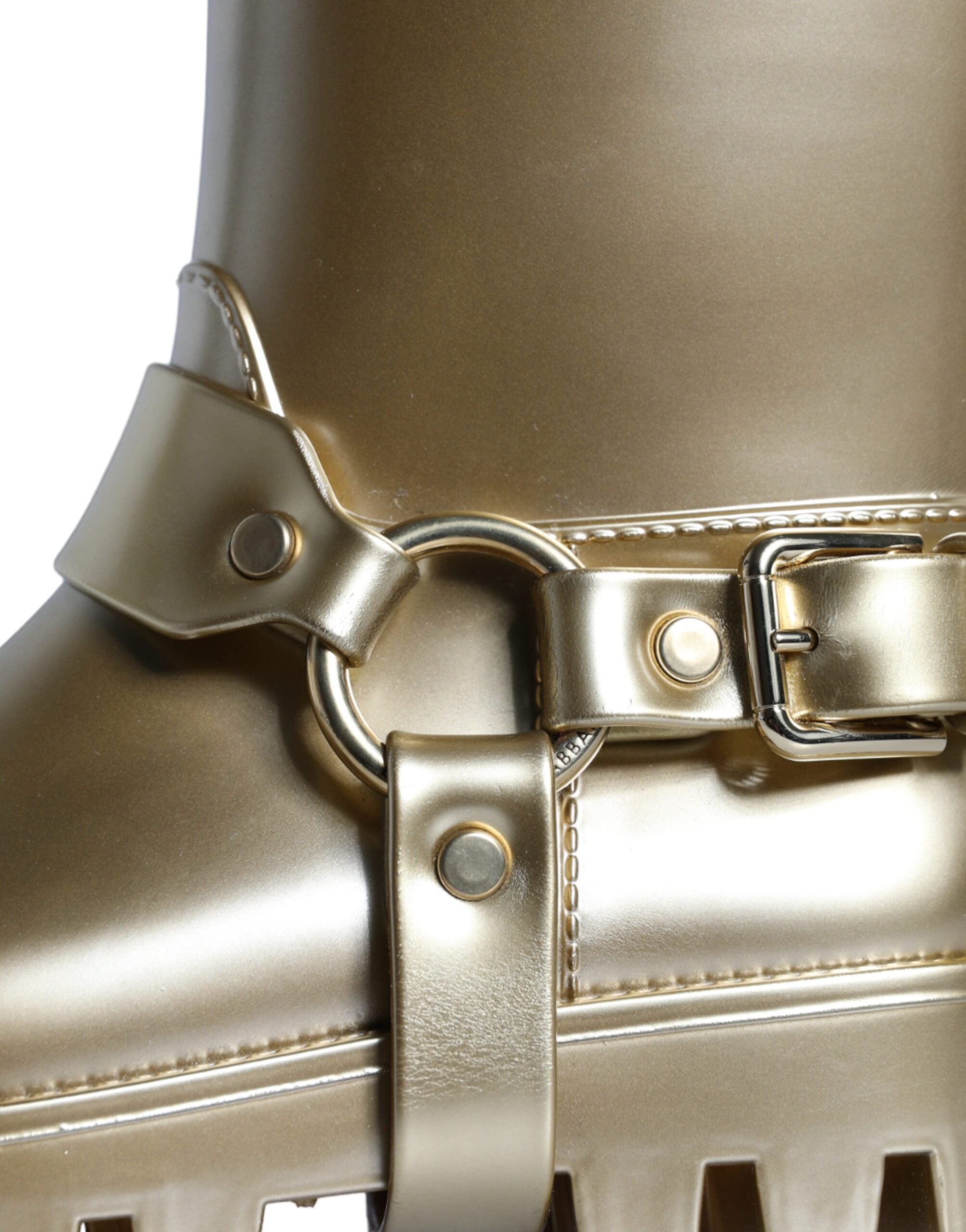 Dolce & Gabbana Metallic Gold Rubber PVC Rain Boots Shoes-6