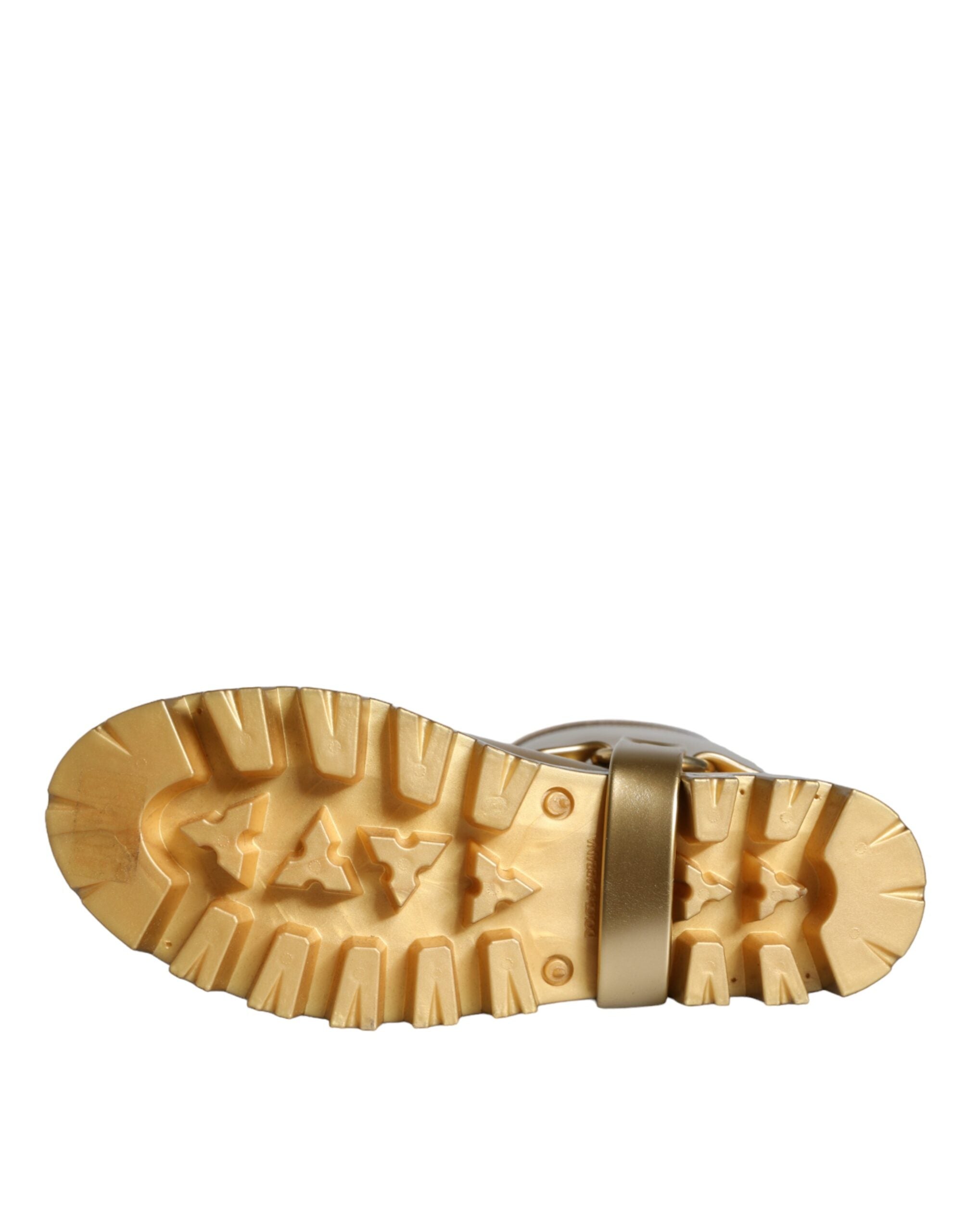 Dolce & Gabbana Metallic Gold Rubber PVC Rain Boots Shoes-8