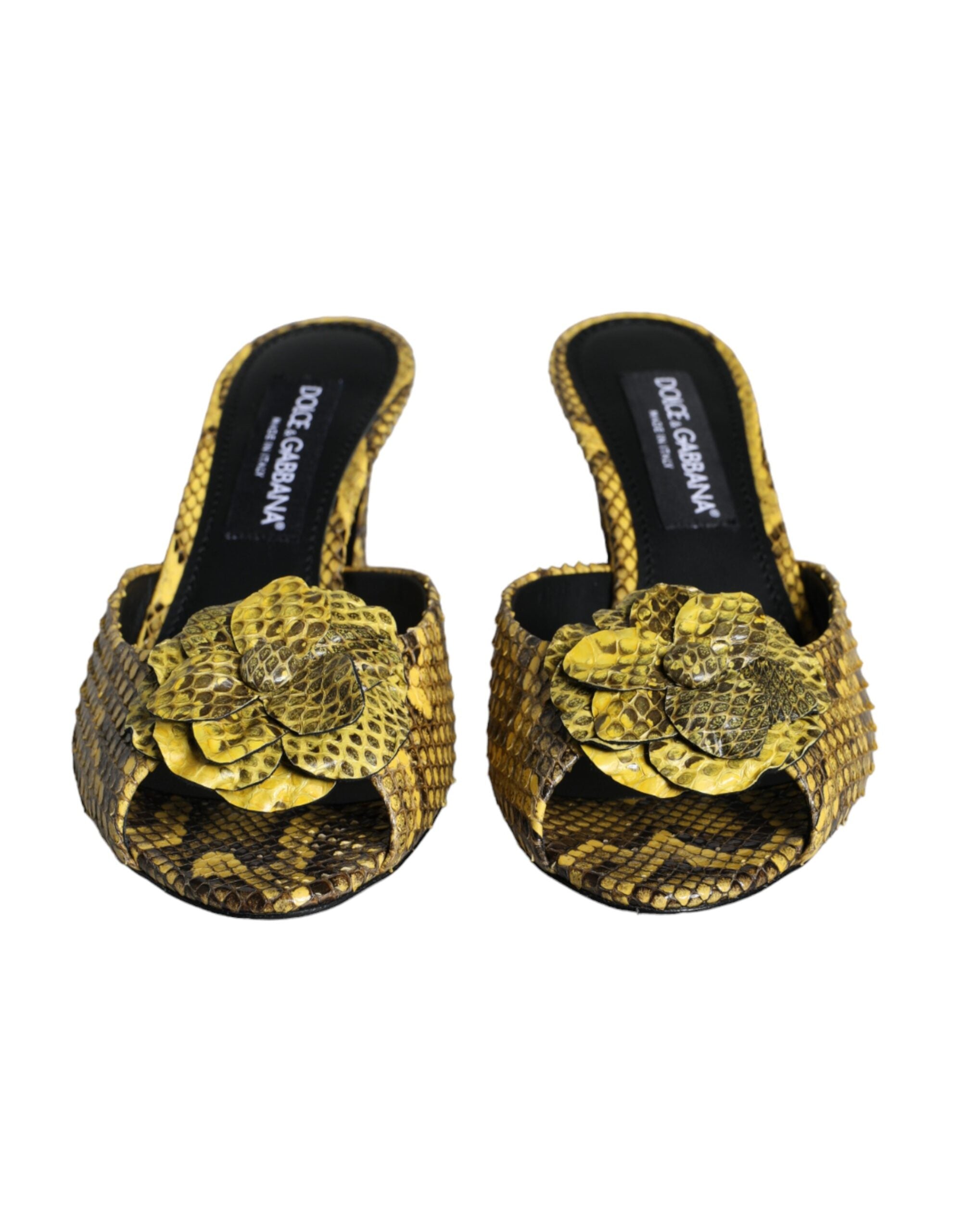 Zapatos tipo mules de tacón cuadrado de piel amarilla de Dolce & Gabbana-2