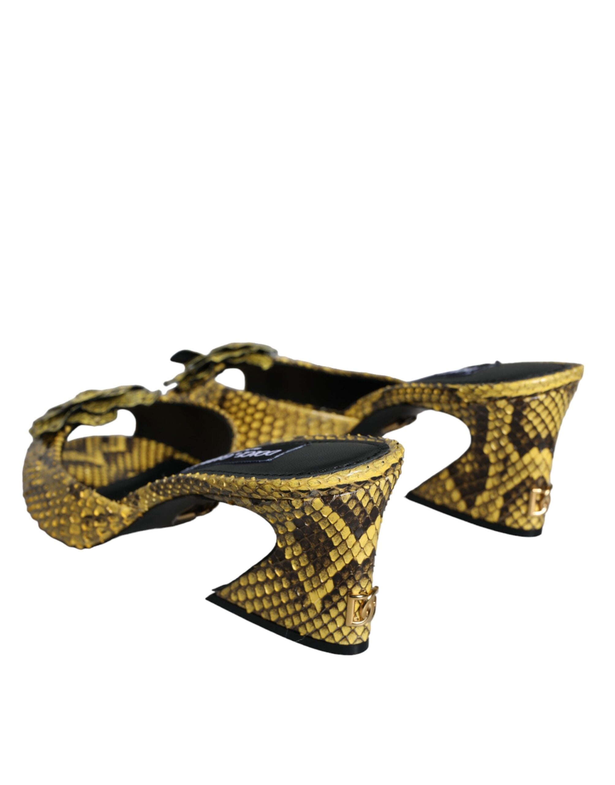 Zapatos tipo mules de tacón cuadrado de piel amarilla de Dolce & Gabbana-4