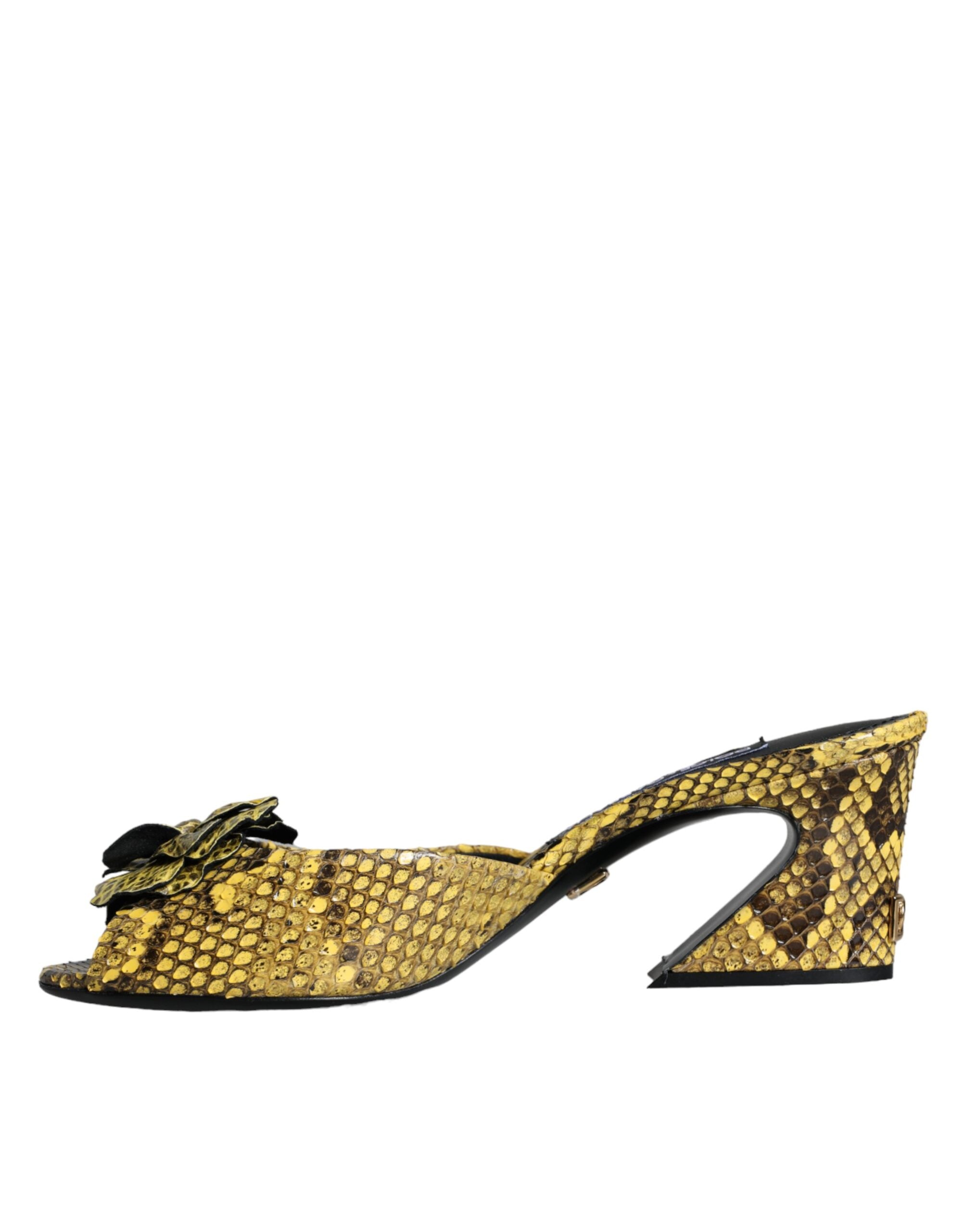 Zapatos tipo mules de tacón cuadrado de piel amarilla de Dolce & Gabbana-5