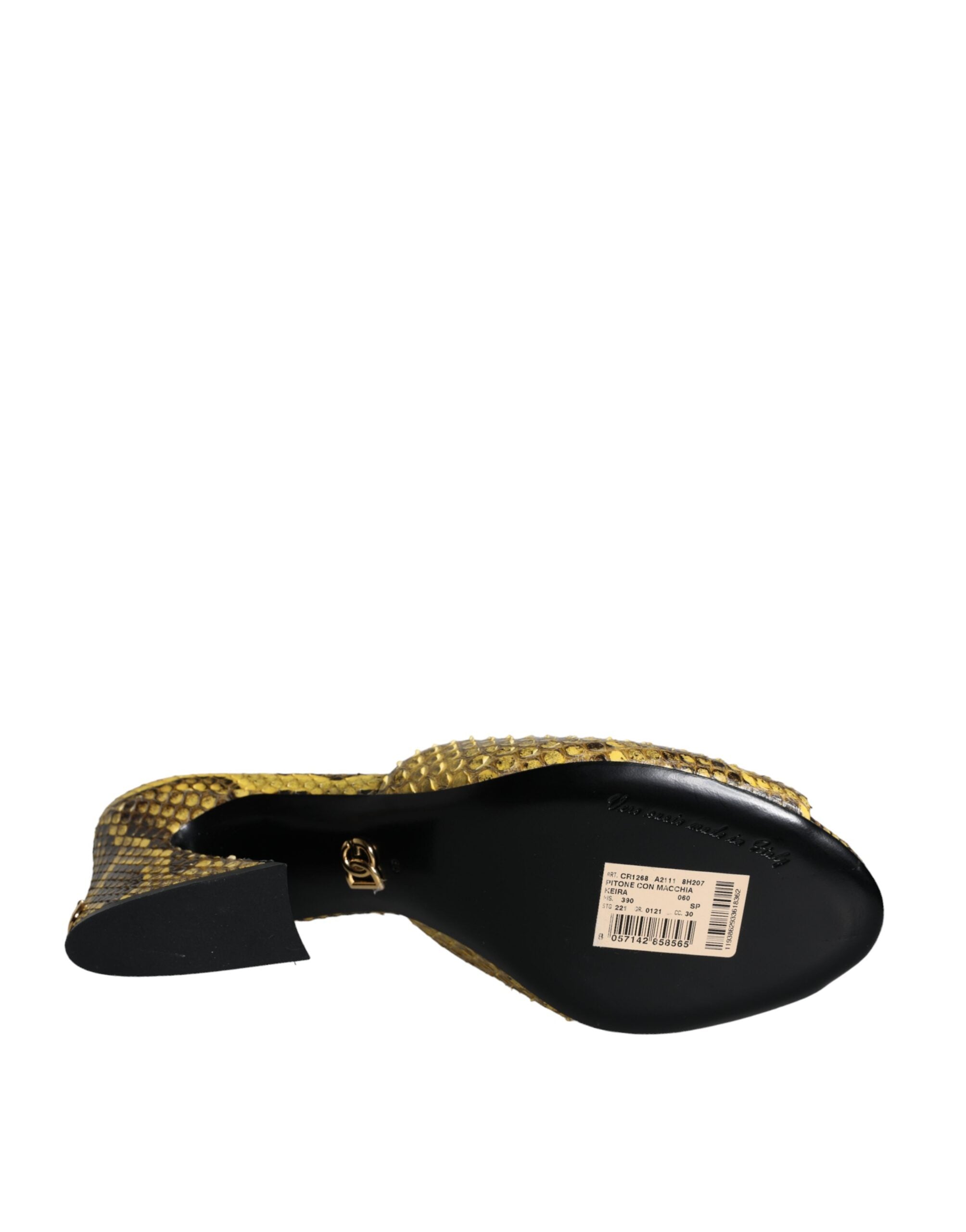 Zapatos tipo mules de tacón cuadrado de piel amarilla de Dolce & Gabbana-6