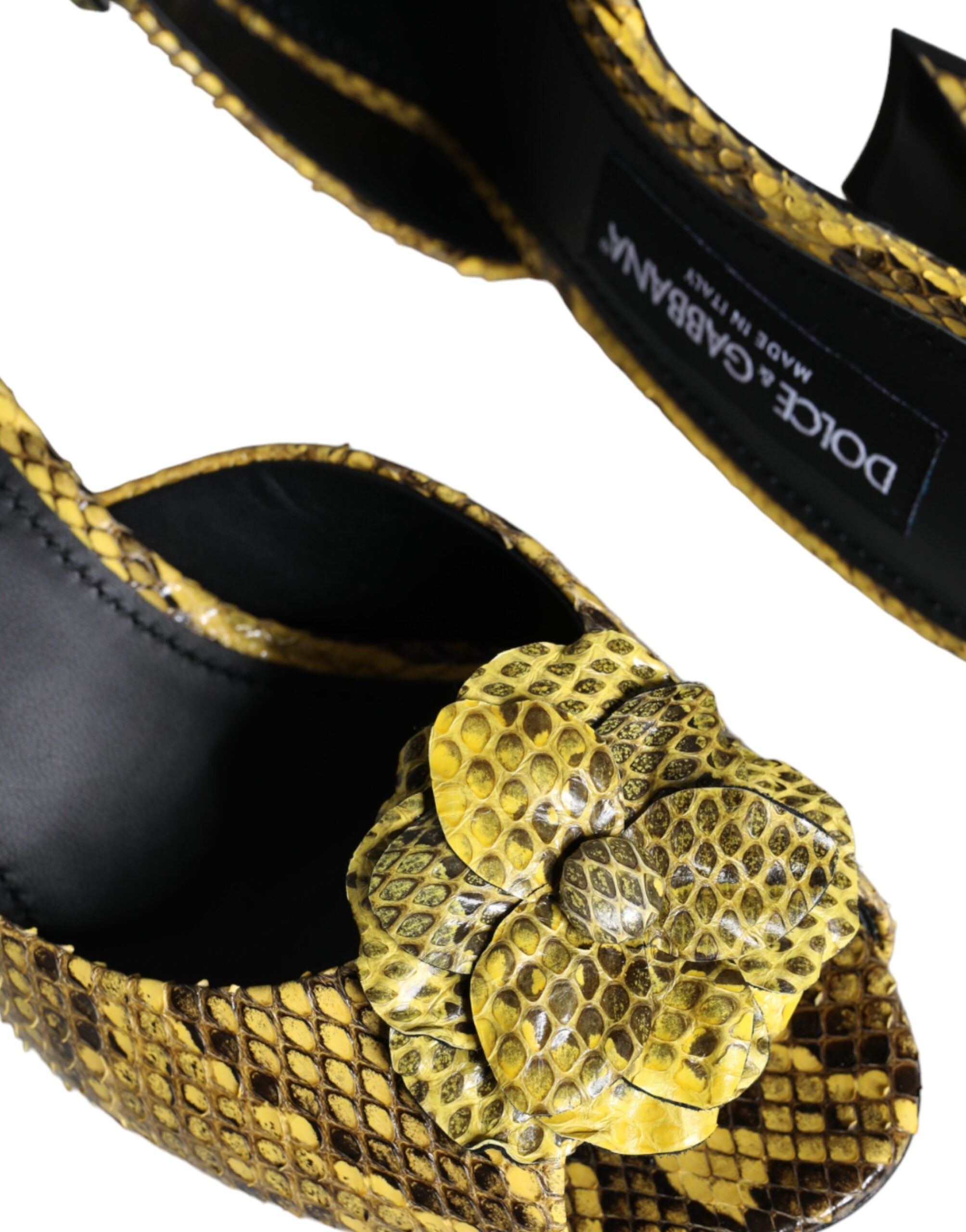 Zapatos tipo mules de tacón cuadrado de piel amarilla de Dolce & Gabbana-7
