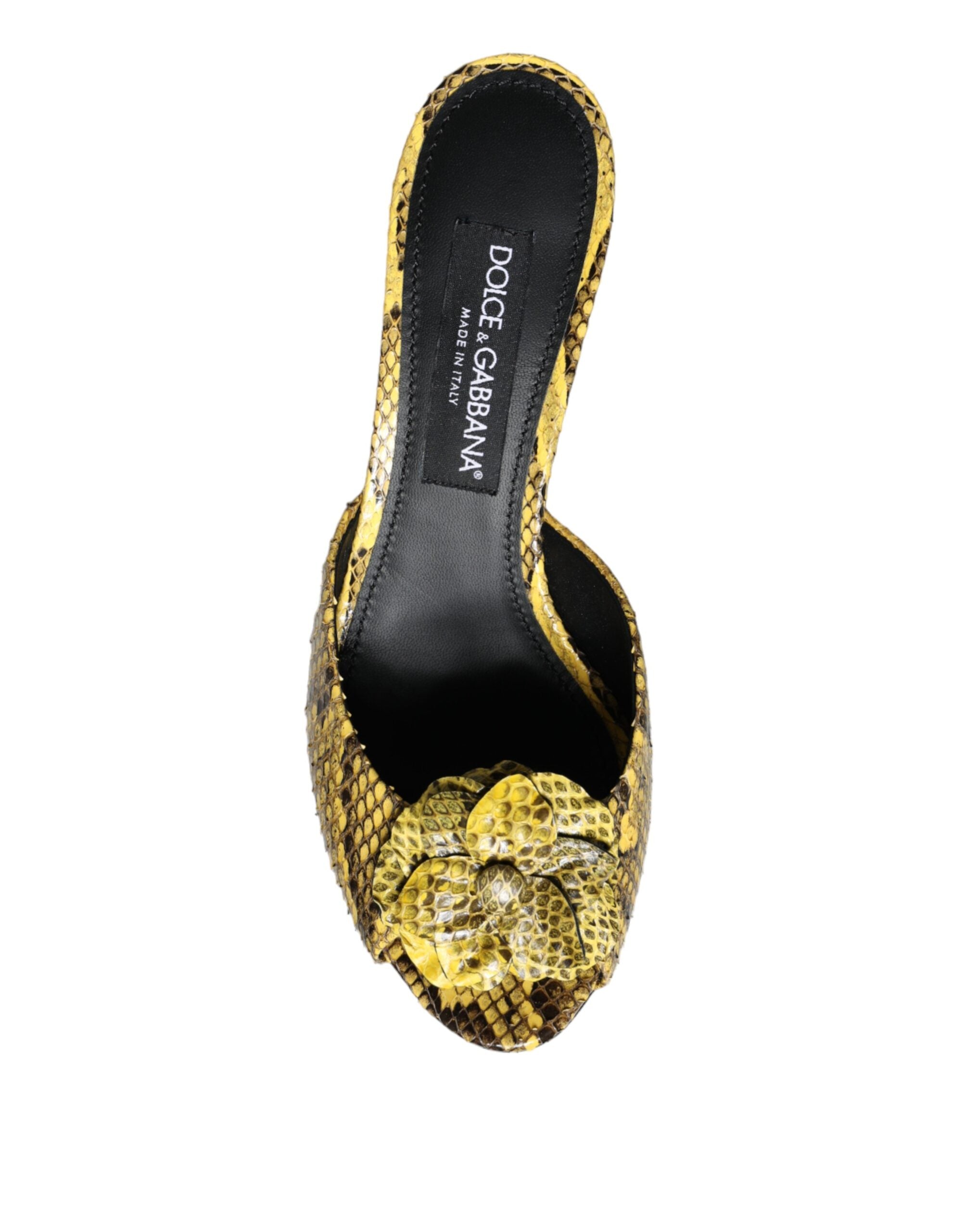 Zapatos tipo mules de tacón cuadrado de piel amarilla de Dolce & Gabbana-8
