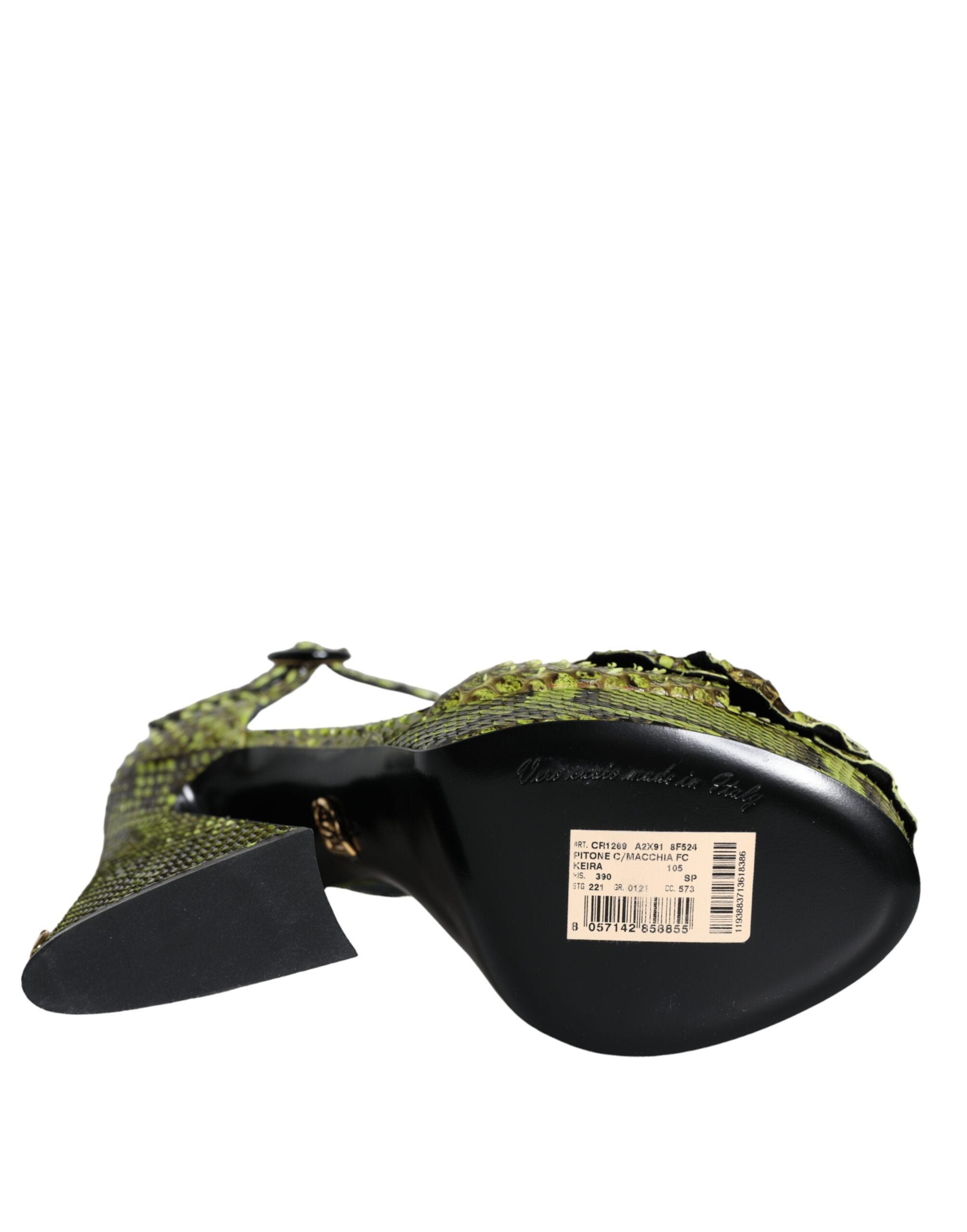 Sandalias de tacón con tiras al tobillo de piel exótica verde de Dolce & Gabbana-7