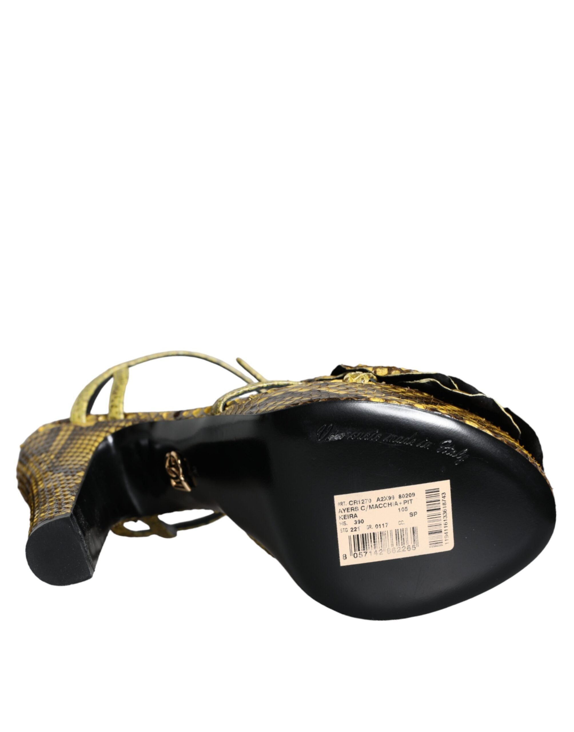 Dolce & Gabbana Yellow Exotic Leather Ankle Strap Heels Sandals Shoes-6