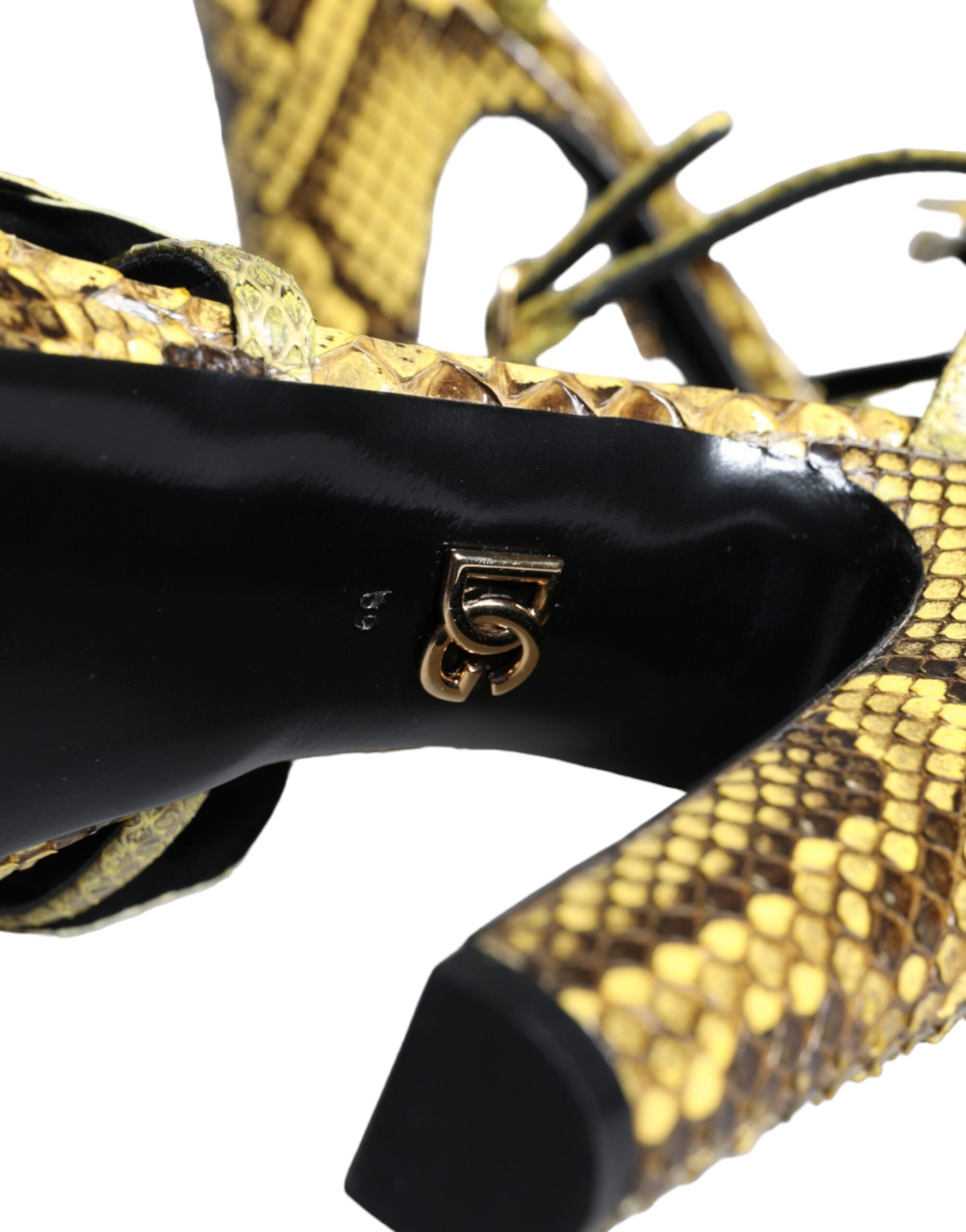 Dolce & Gabbana Yellow Exotic Leather Ankle Strap Heels Sandals Shoes-7