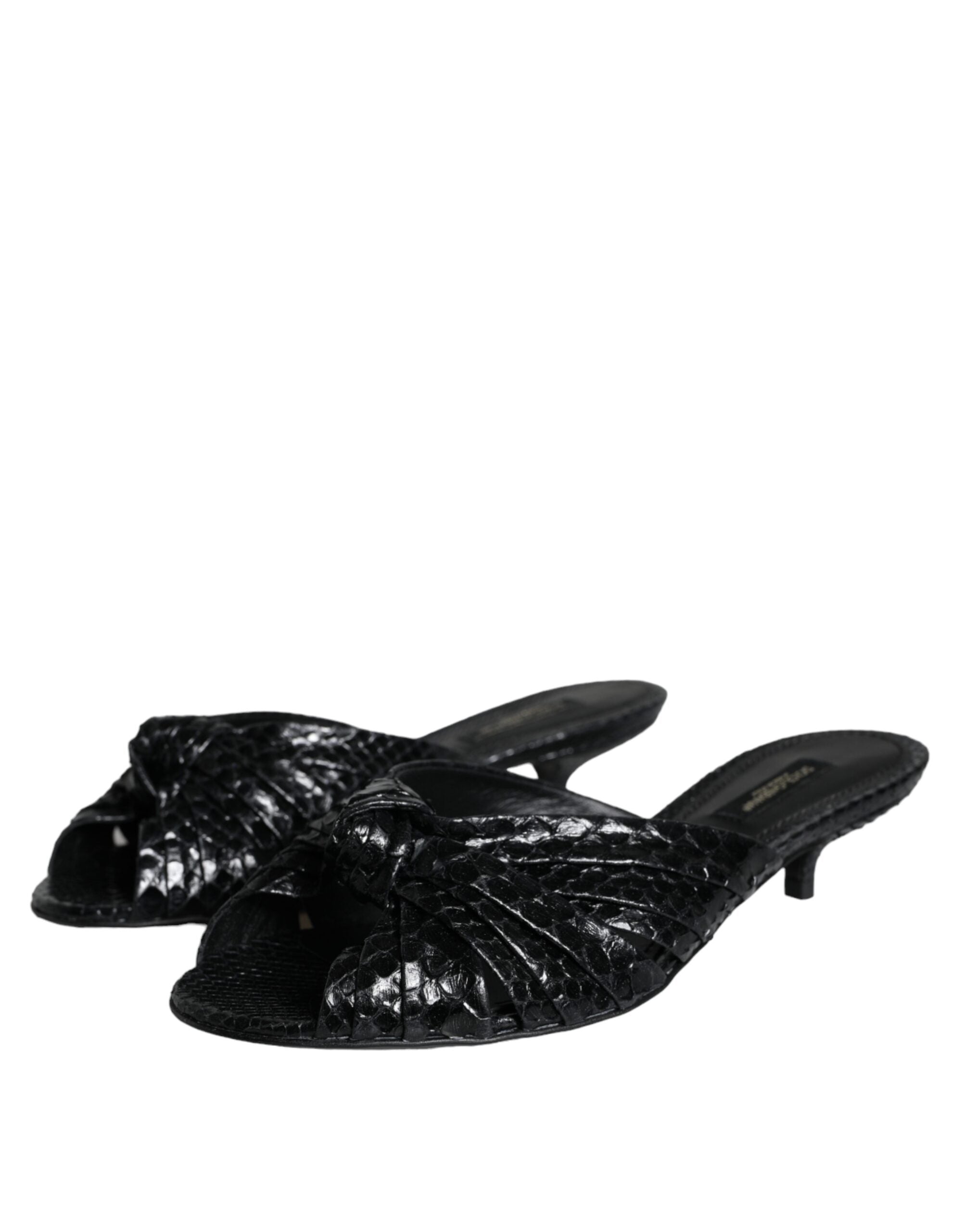 Sandalias de tacón de piel negra de Dolce & Gabbana-3