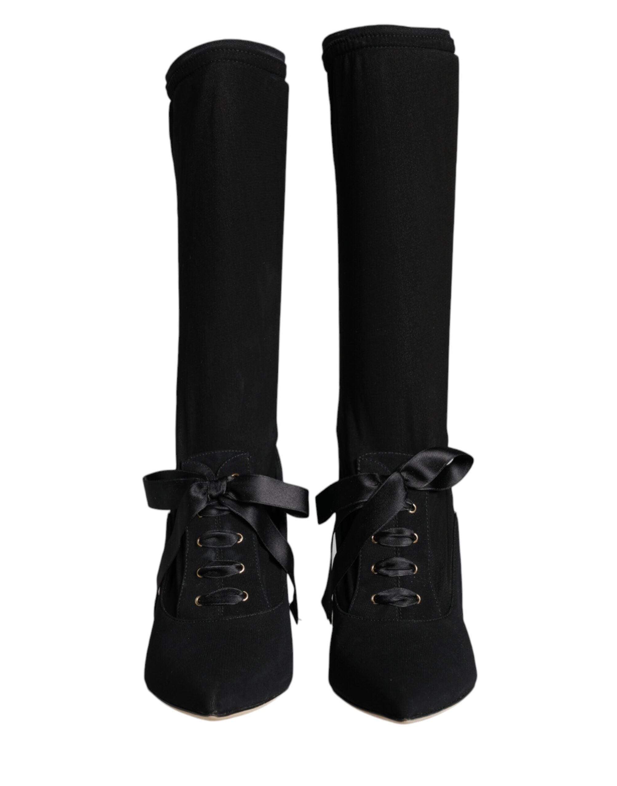 Botas negras de tacón de aguja a media pantorrilla de Dolce & Gabbana-2