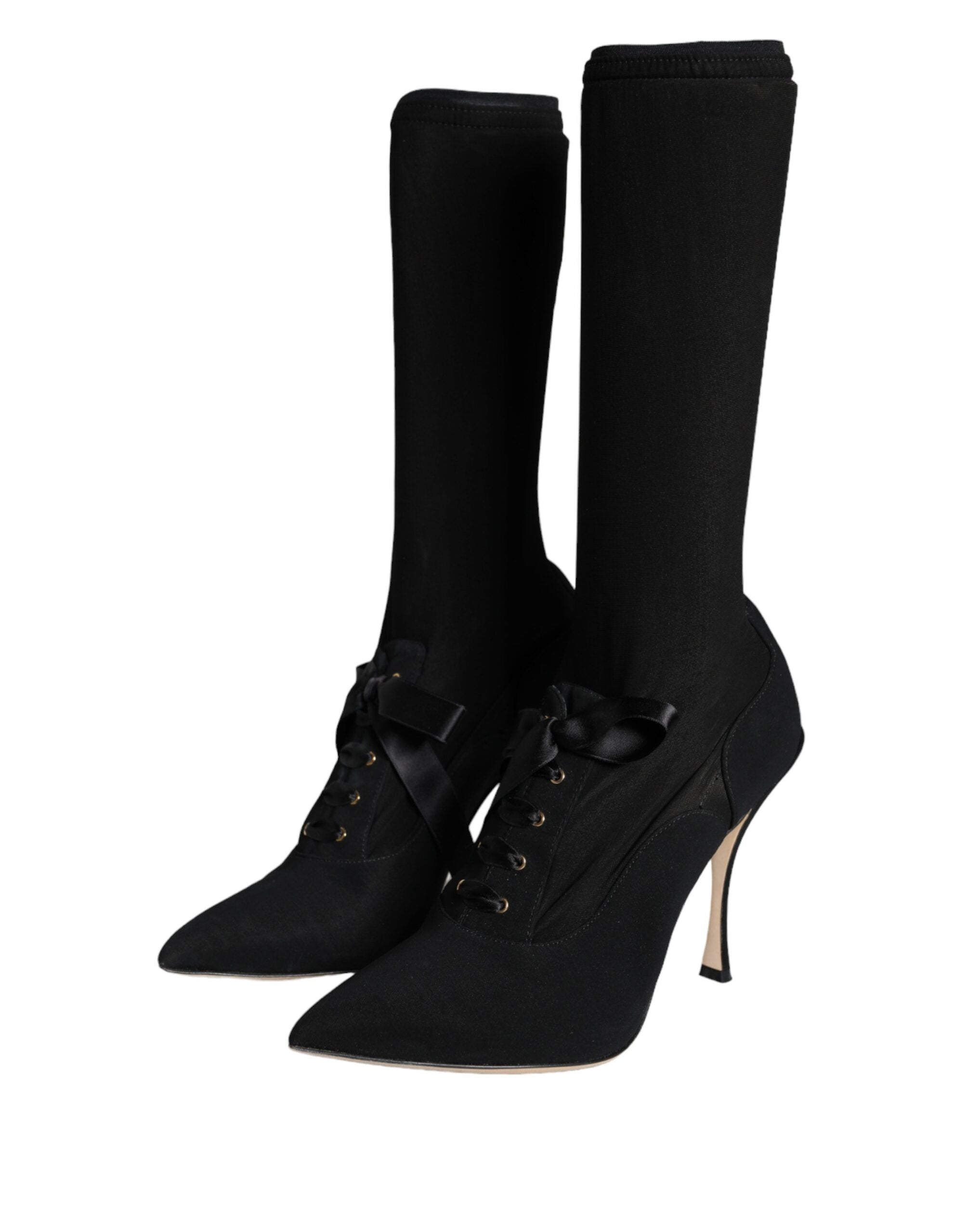 Botas negras de tacón de aguja a media pantorrilla de Dolce & Gabbana-3