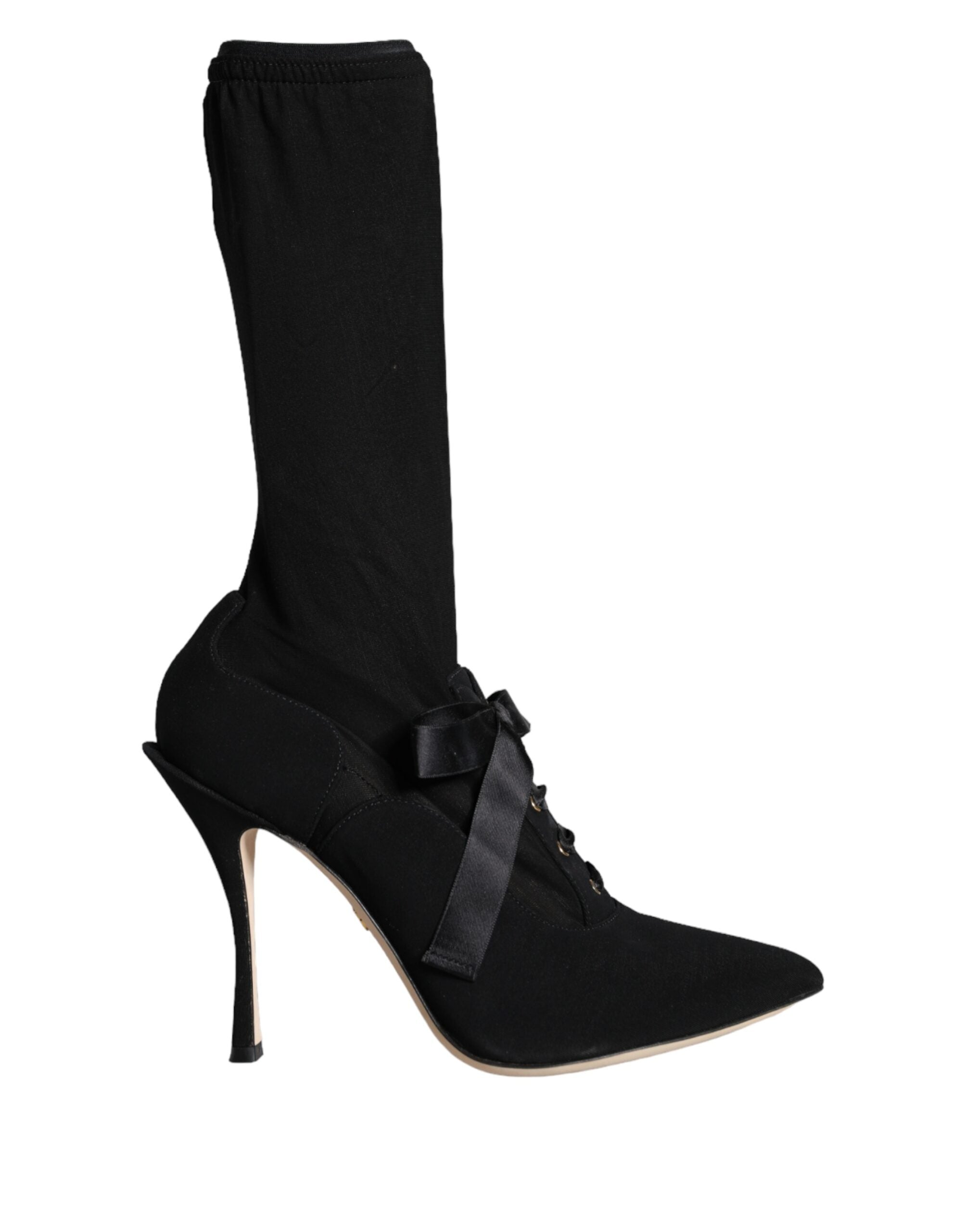 Botas negras de tacón de aguja a media pantorrilla de Dolce & Gabbana-1