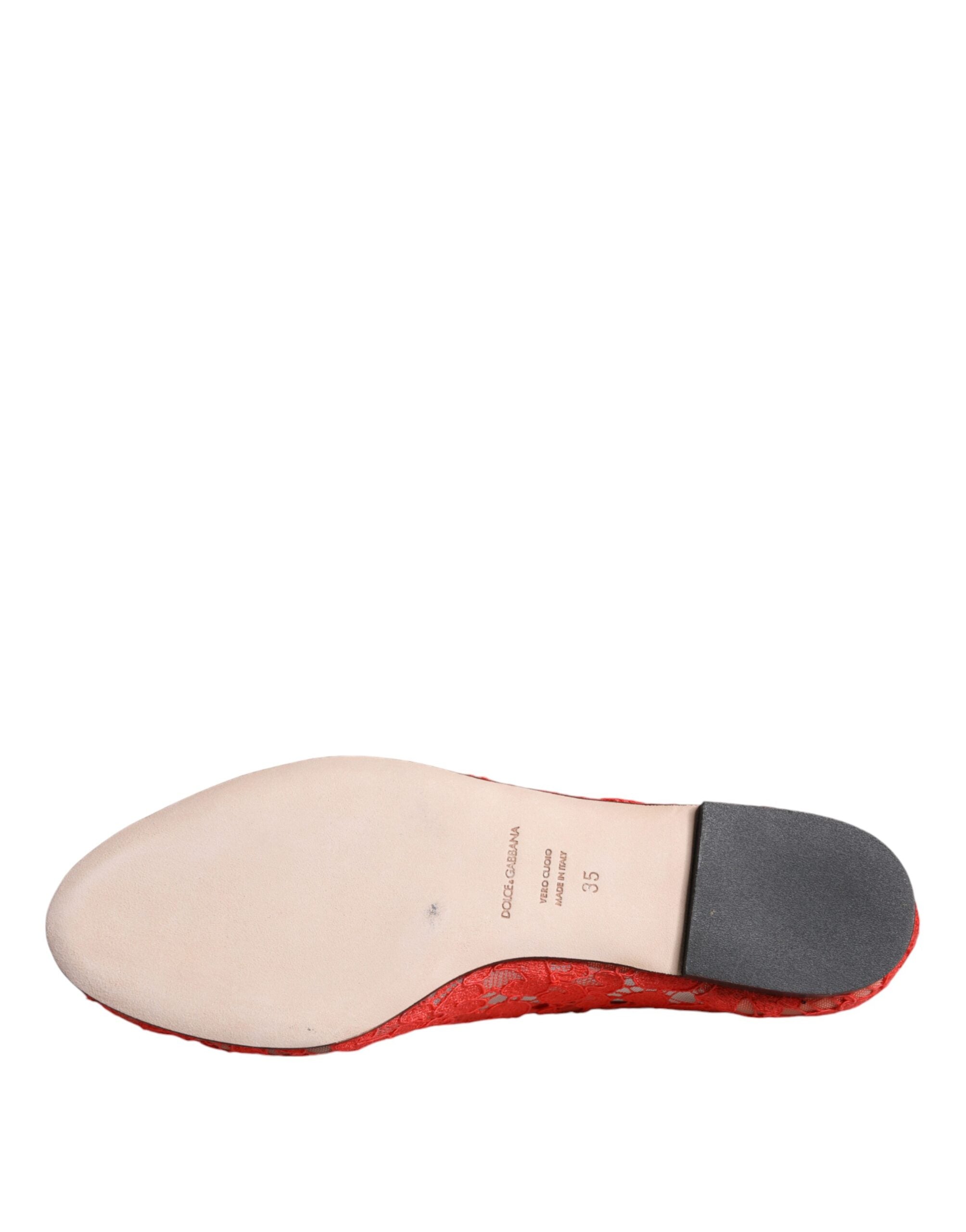 Dolce & Gabbana Koralle Spitze Kristall Ballett Flats Loafers Schuhe-6