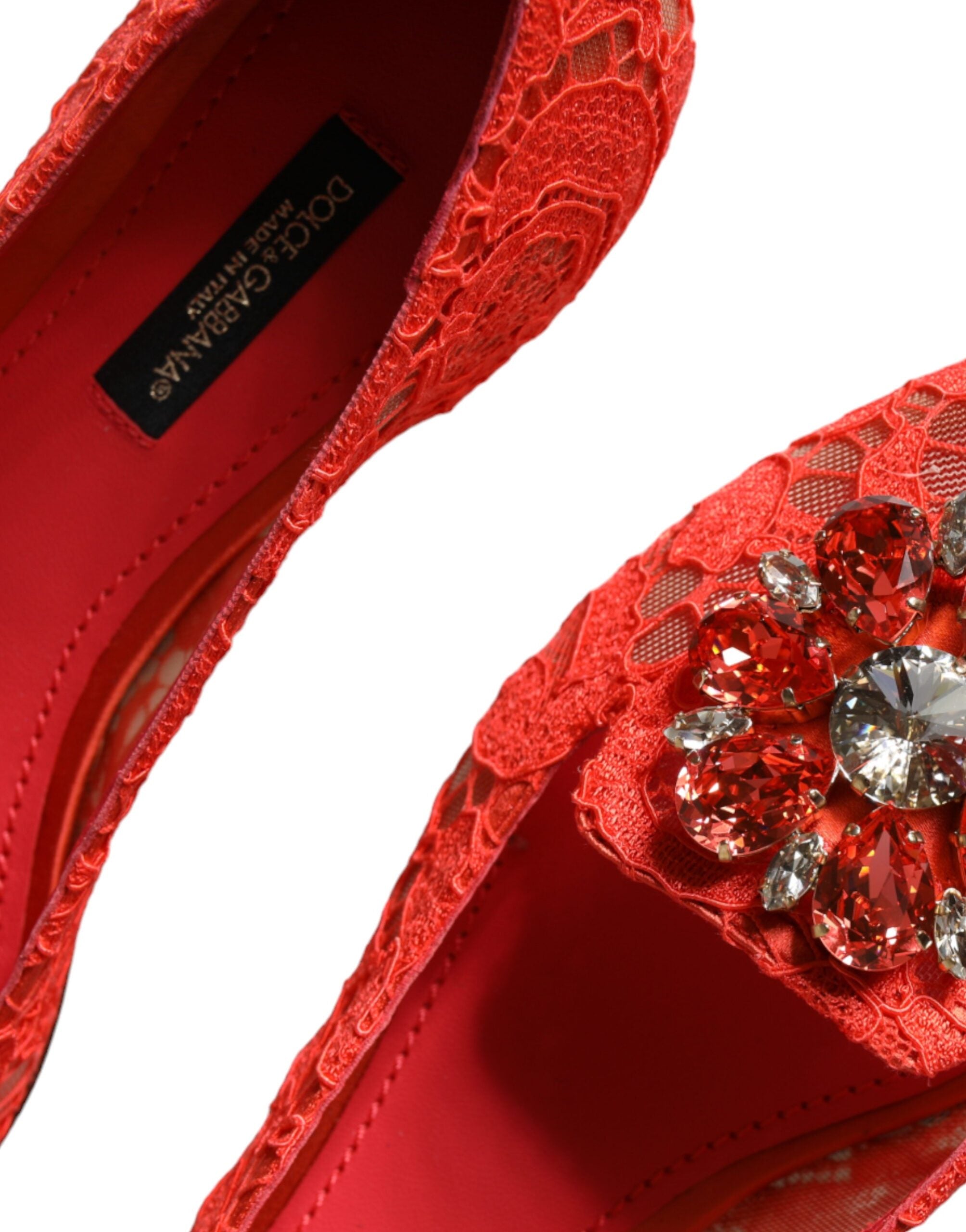 Dolce & Gabbana Koralle Spitze Kristall Ballett Flats Loafers Schuhe-7