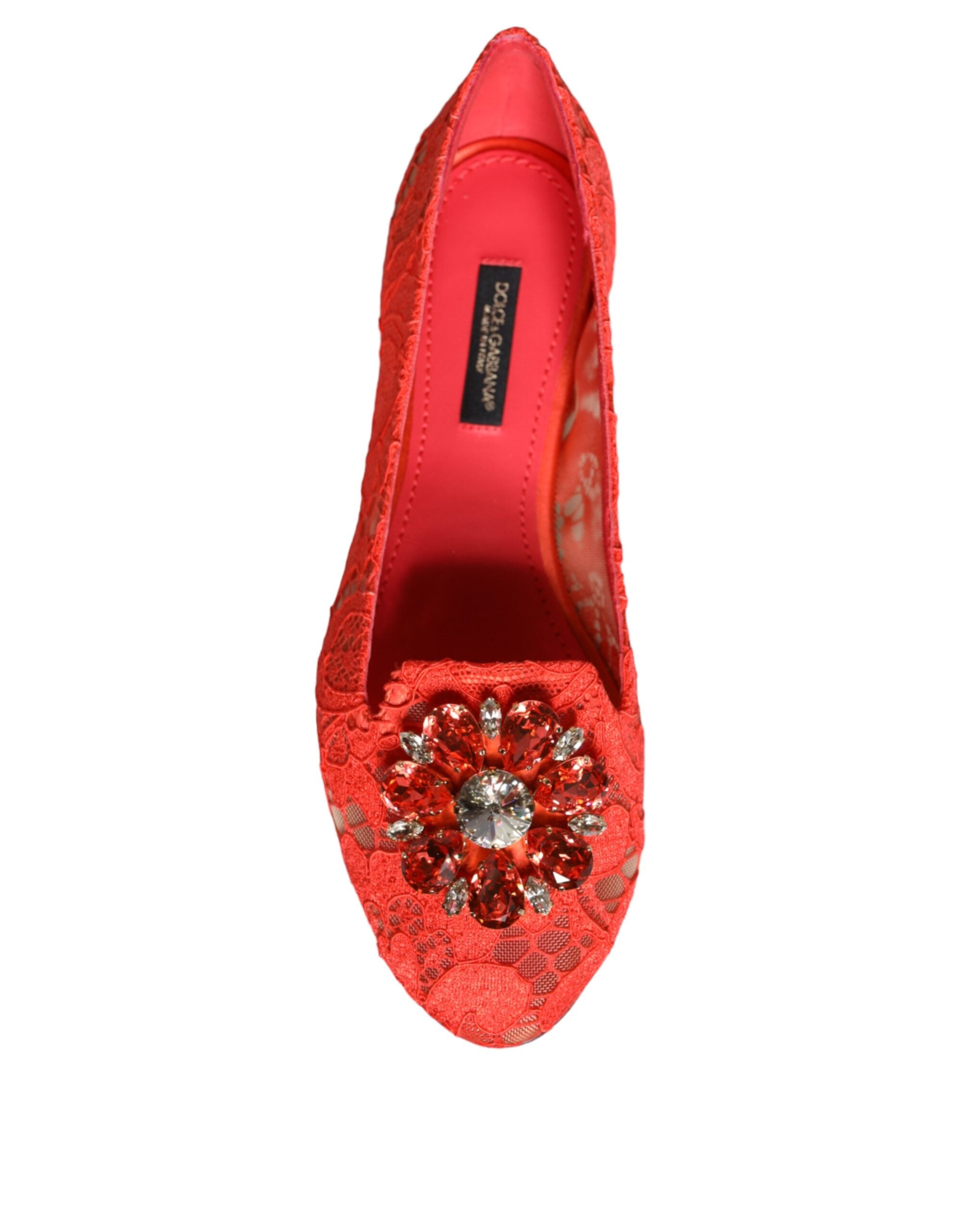 Dolce & Gabbana Koralle Spitze Kristall Ballett Flats Loafers Schuhe-8
