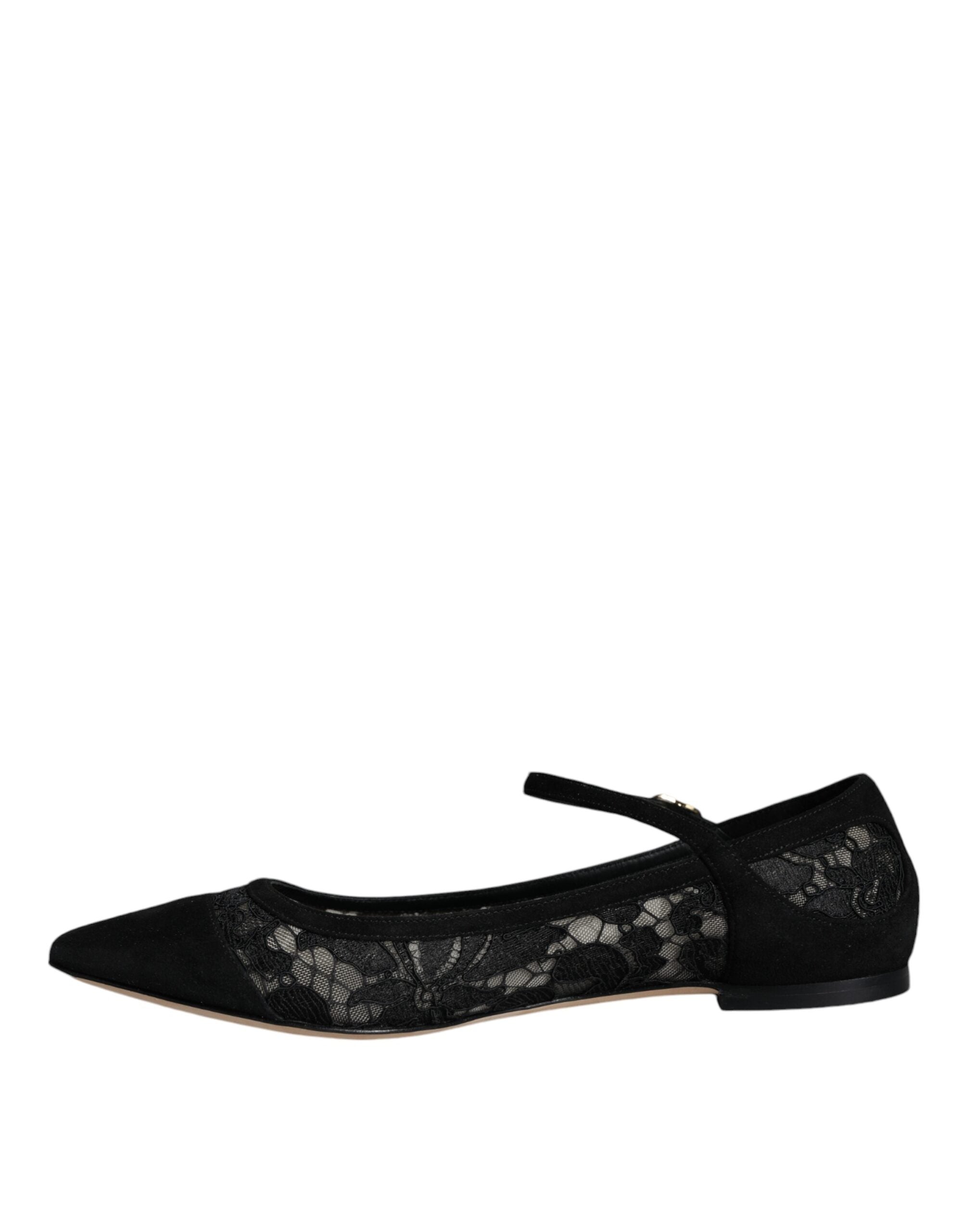 Dolce & Gabbana Black Taormina Lace Bellucci Flats Shoes-4