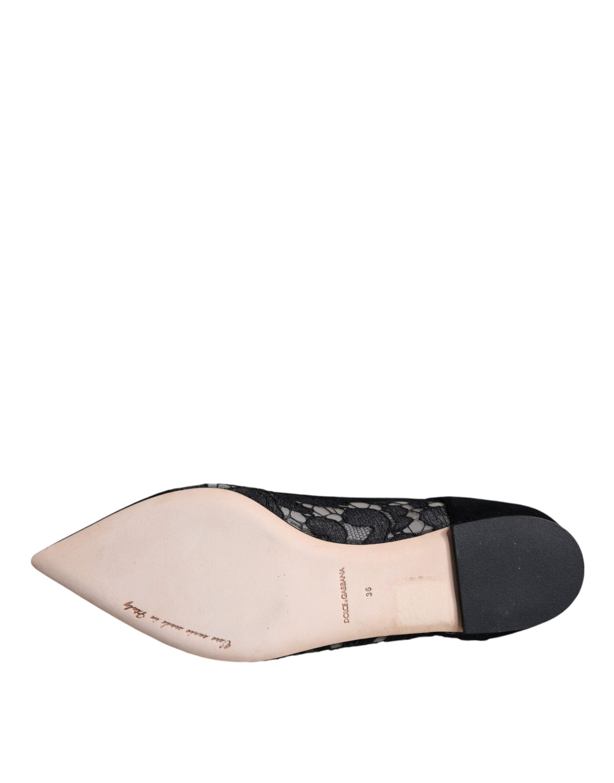 Dolce & Gabbana Black Taormina Lace Bellucci Flats Shoes-6