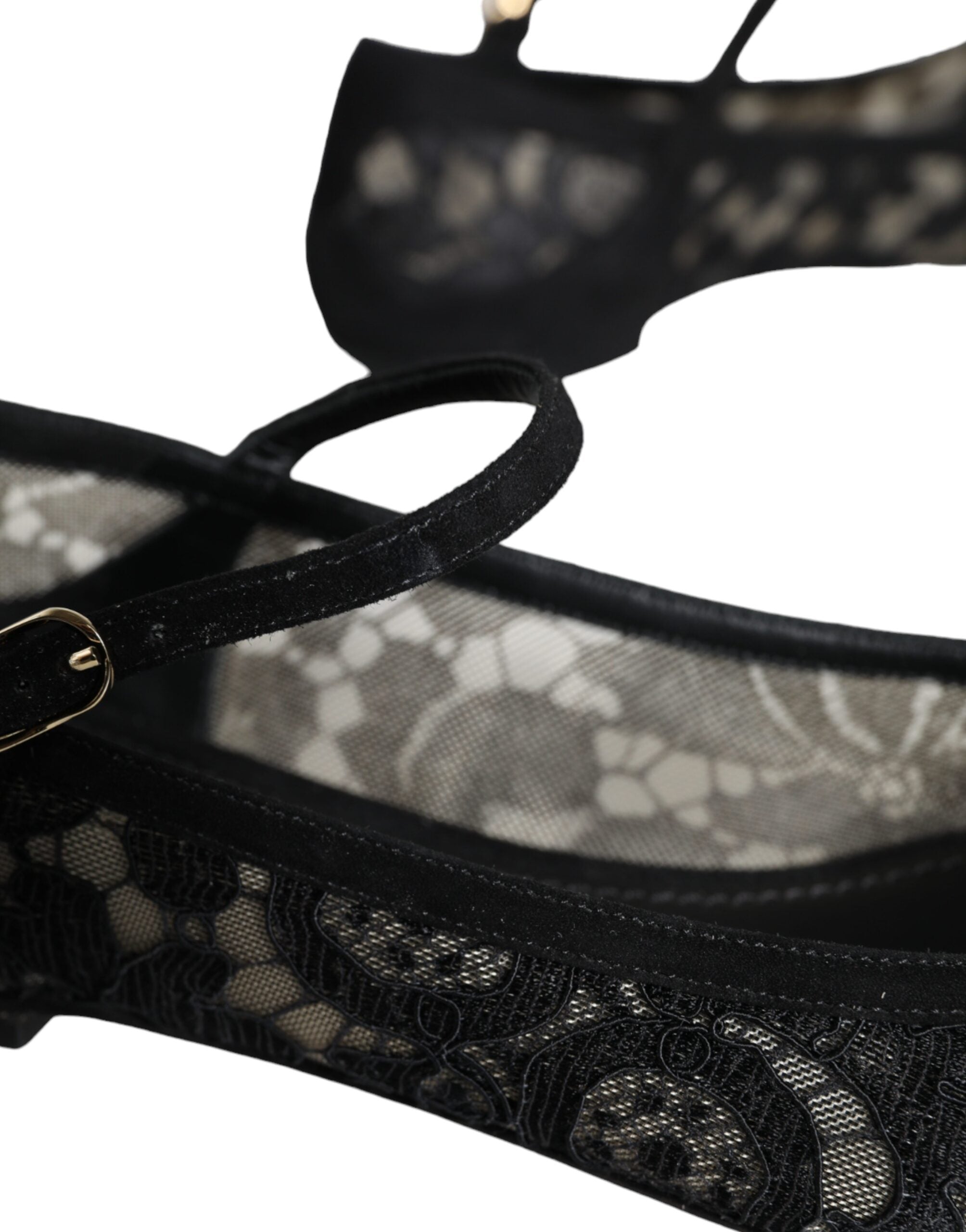 Dolce & Gabbana Black Taormina Lace Bellucci Flats Shoes-7