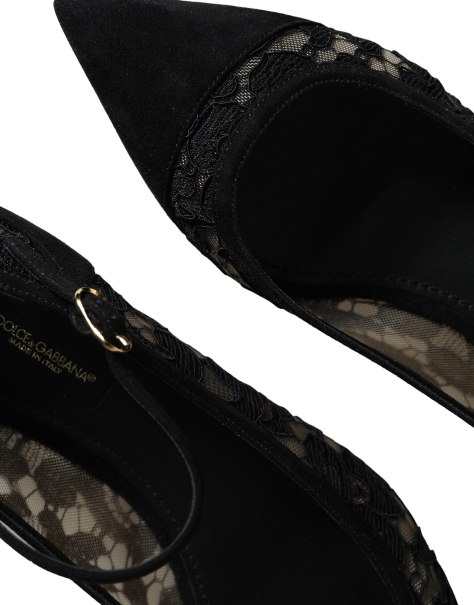 Dolce & Gabbana Black Taormina Lace Bellucci Flats Shoes-8