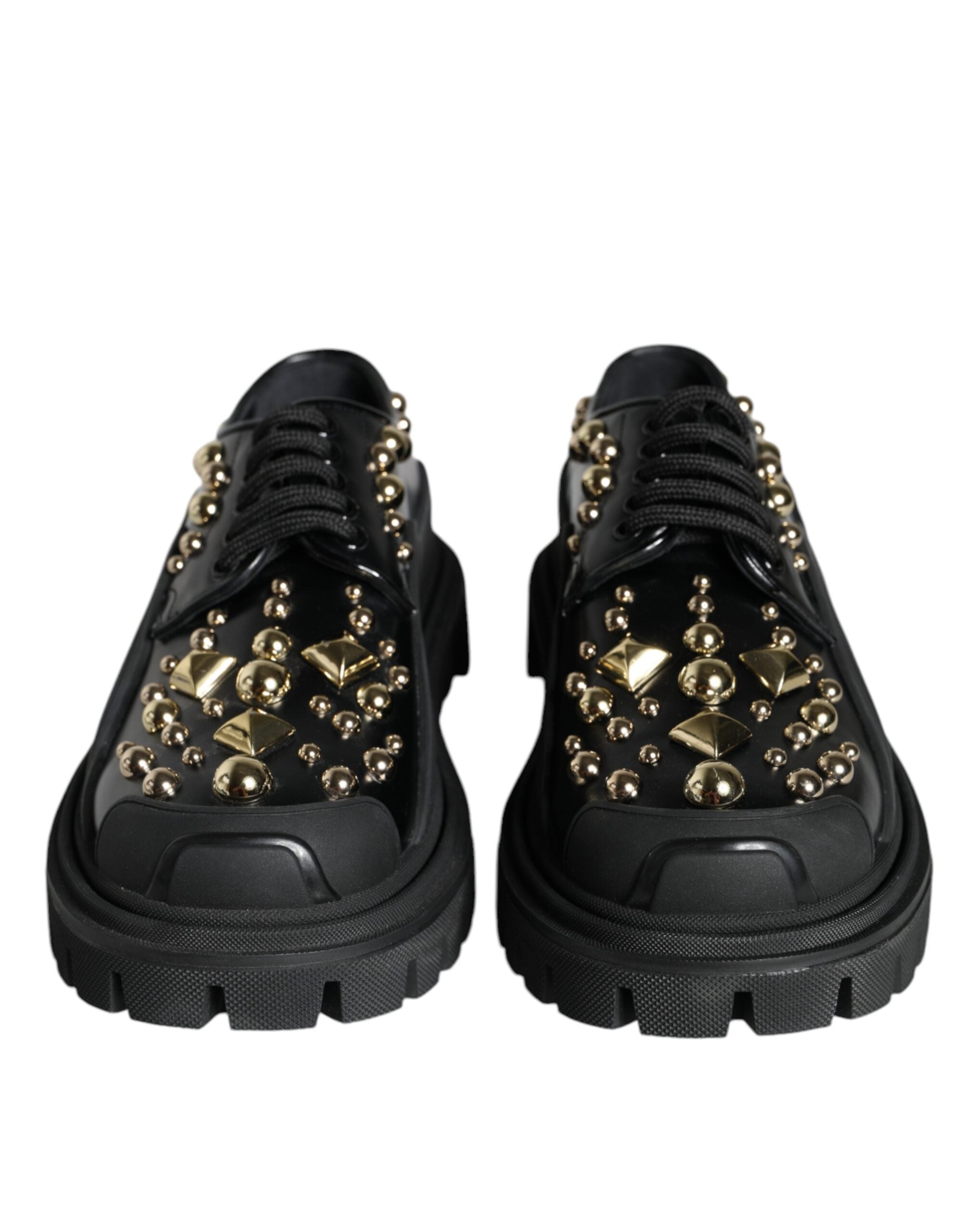 Dolce & Gabbana Schwarze Leder Trekking Derby verschönerte Schuhe-2
