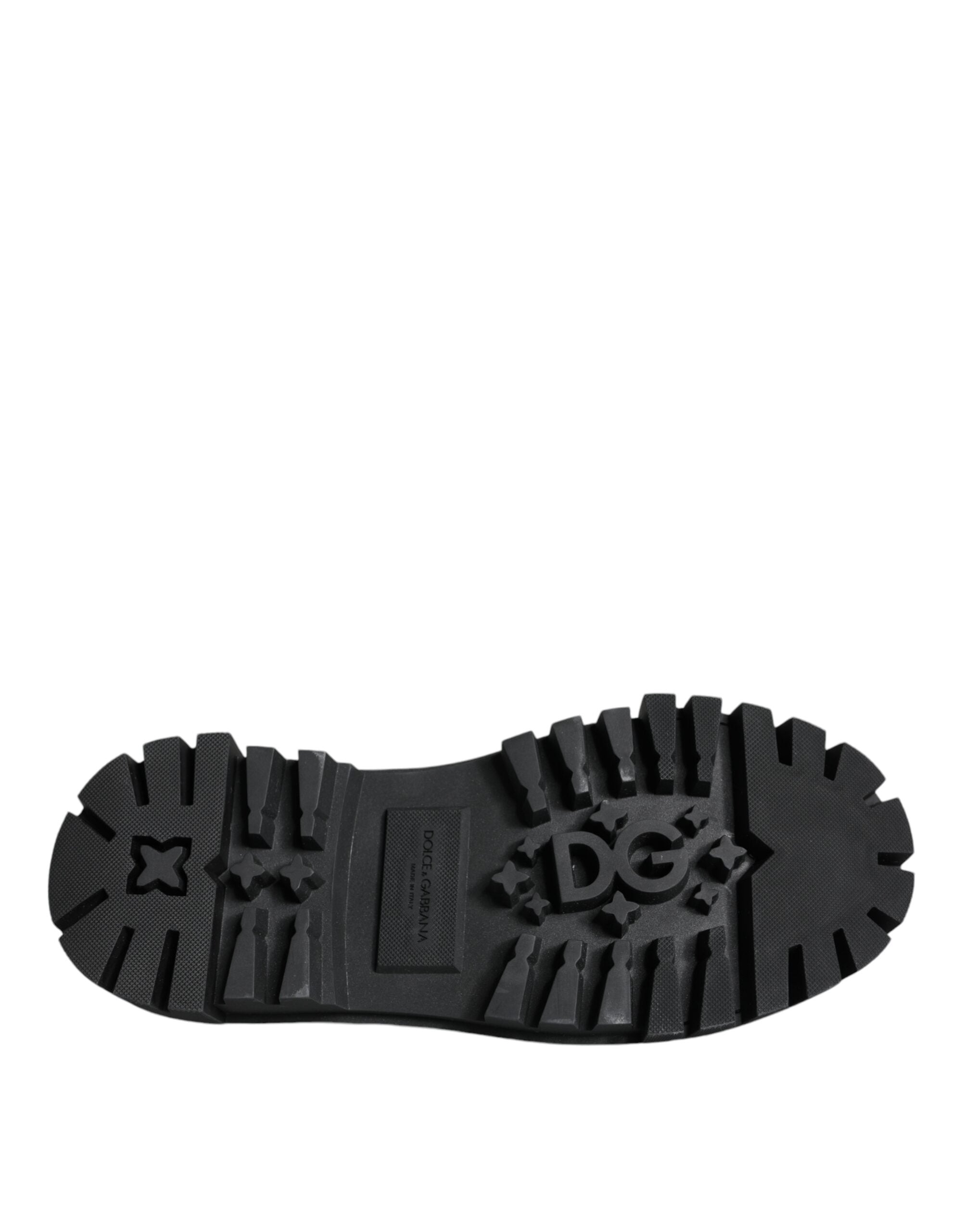 Dolce & Gabbana Schwarze Leder Trekking Derby verschönerte Schuhe-6