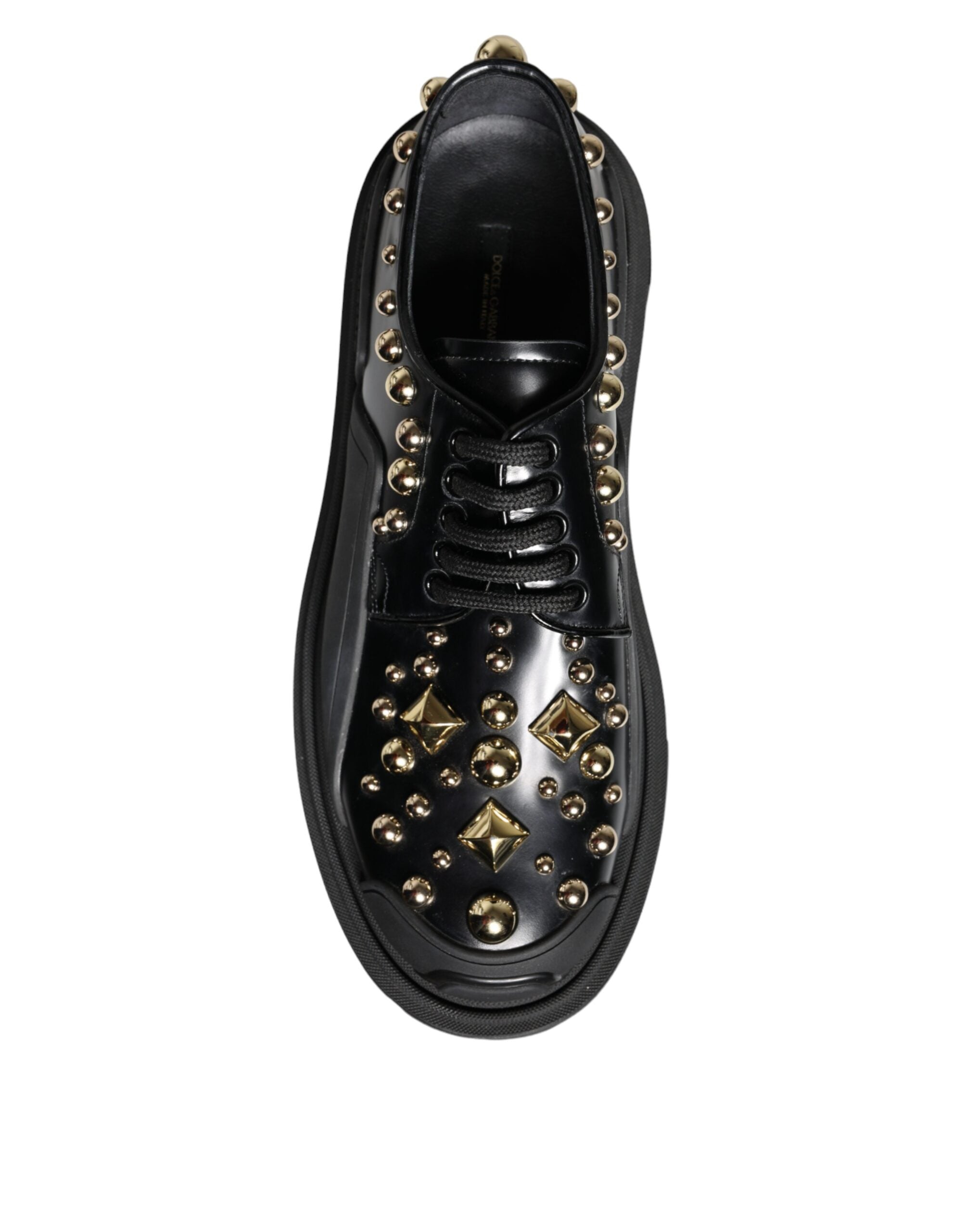 Dolce & Gabbana Schwarze Leder Trekking Derby verschönerte Schuhe-8