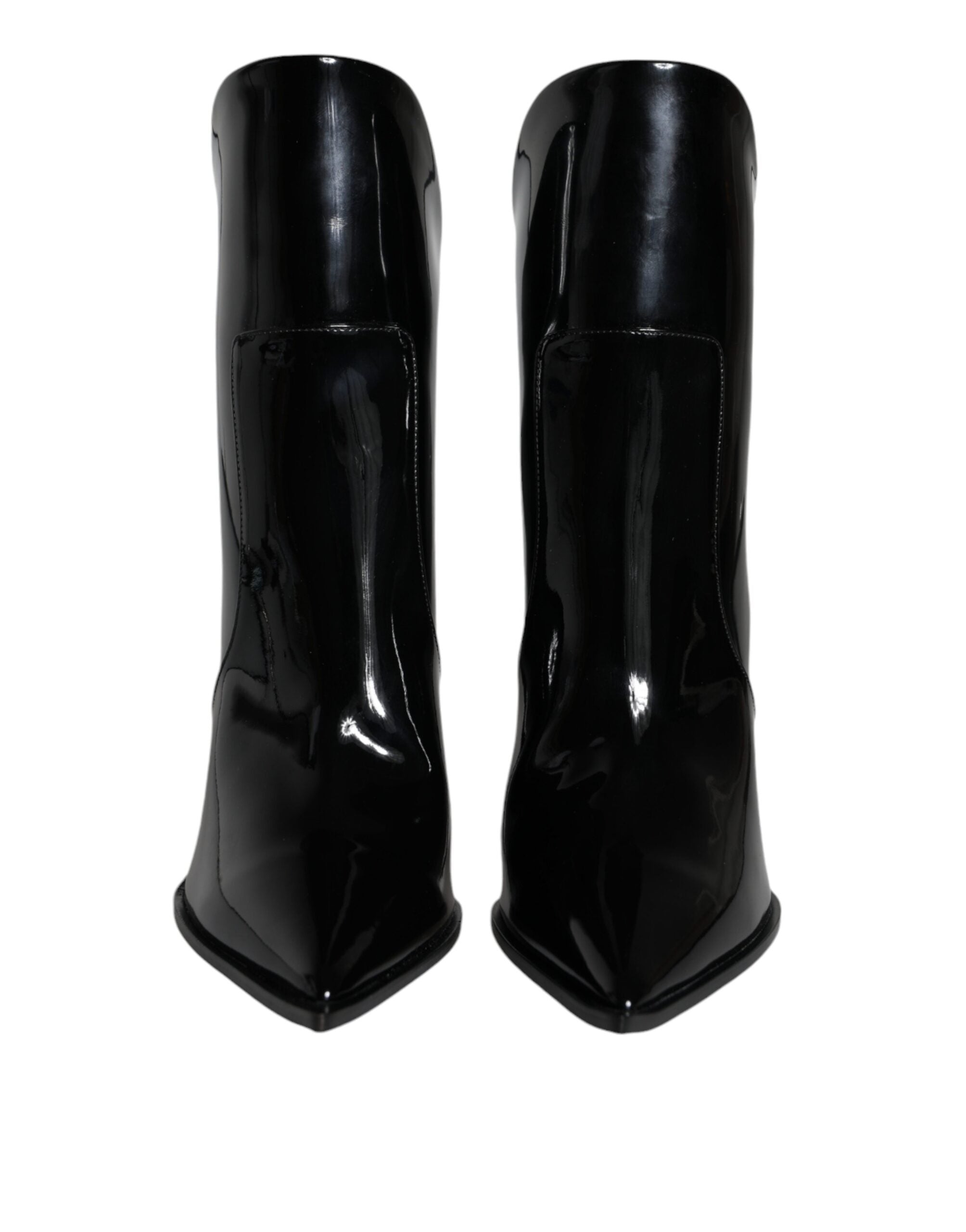 Dolce & Gabbana Black Patent Leather Lace Boots Shoes-2