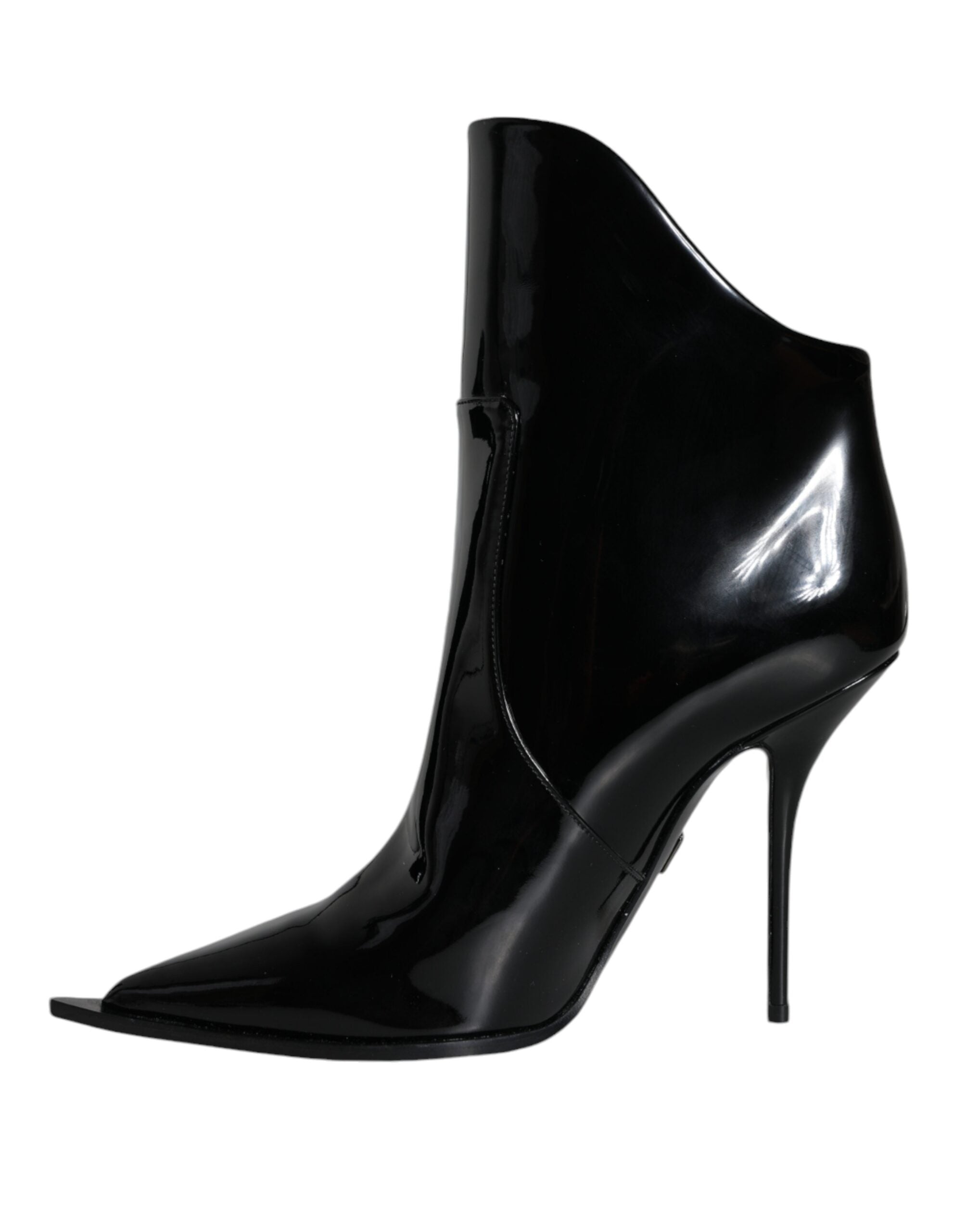 Dolce & Gabbana Black Patent Leather Lace Boots Shoes-5