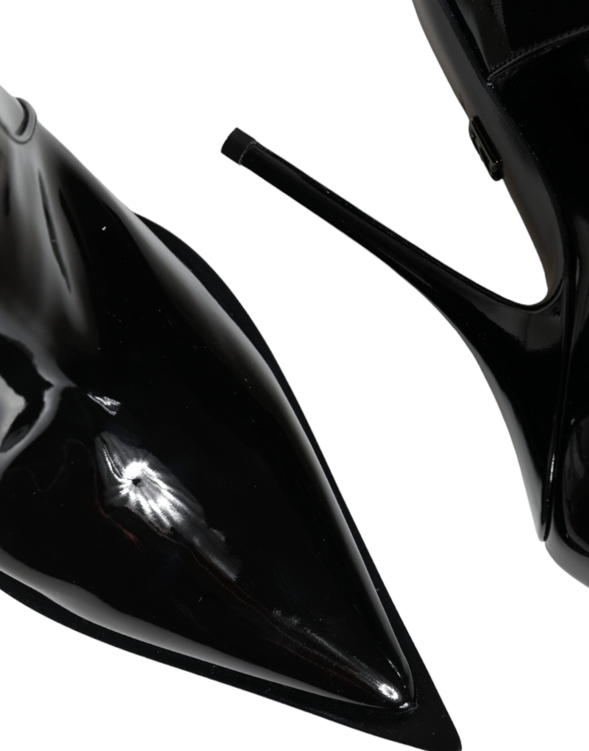 Dolce & Gabbana Black Patent Leather Lace Boots Shoes-8