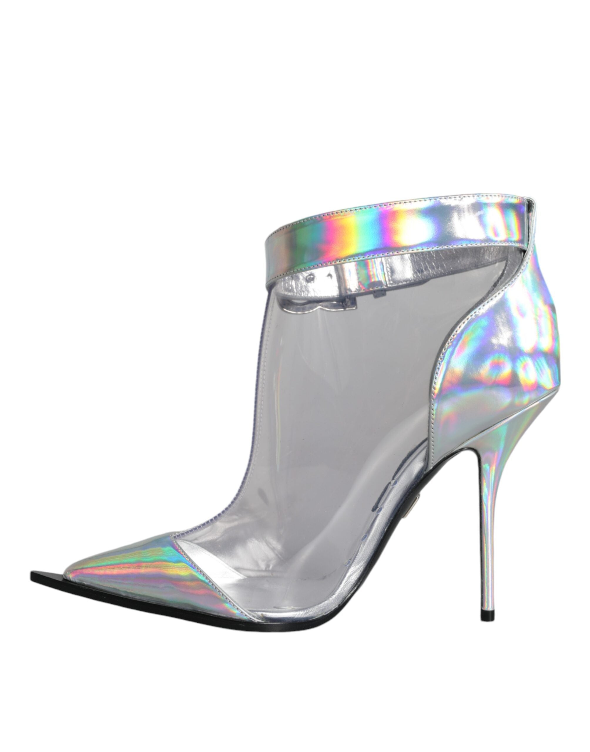 Dolce & Gabbana Silberne schillernde PVC spitze kurze Stiefel Schuhe-4