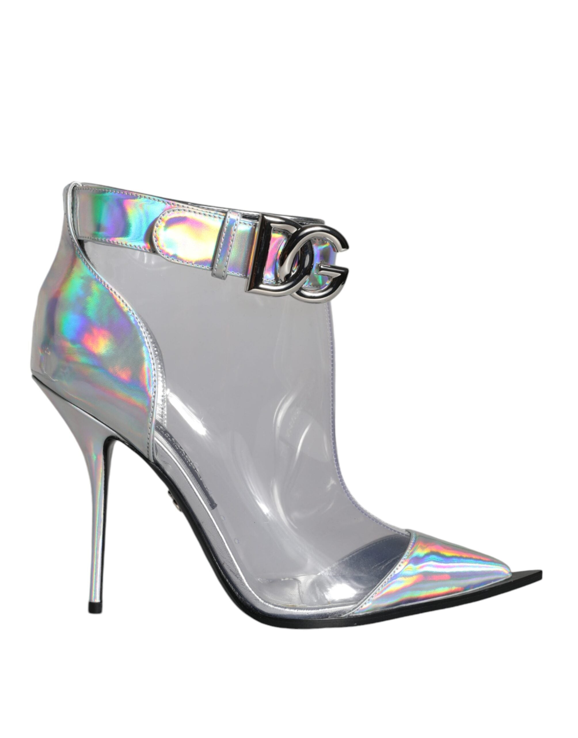 Dolce & Gabbana Silberne schillernde PVC spitze kurze Stiefel Schuhe-1
