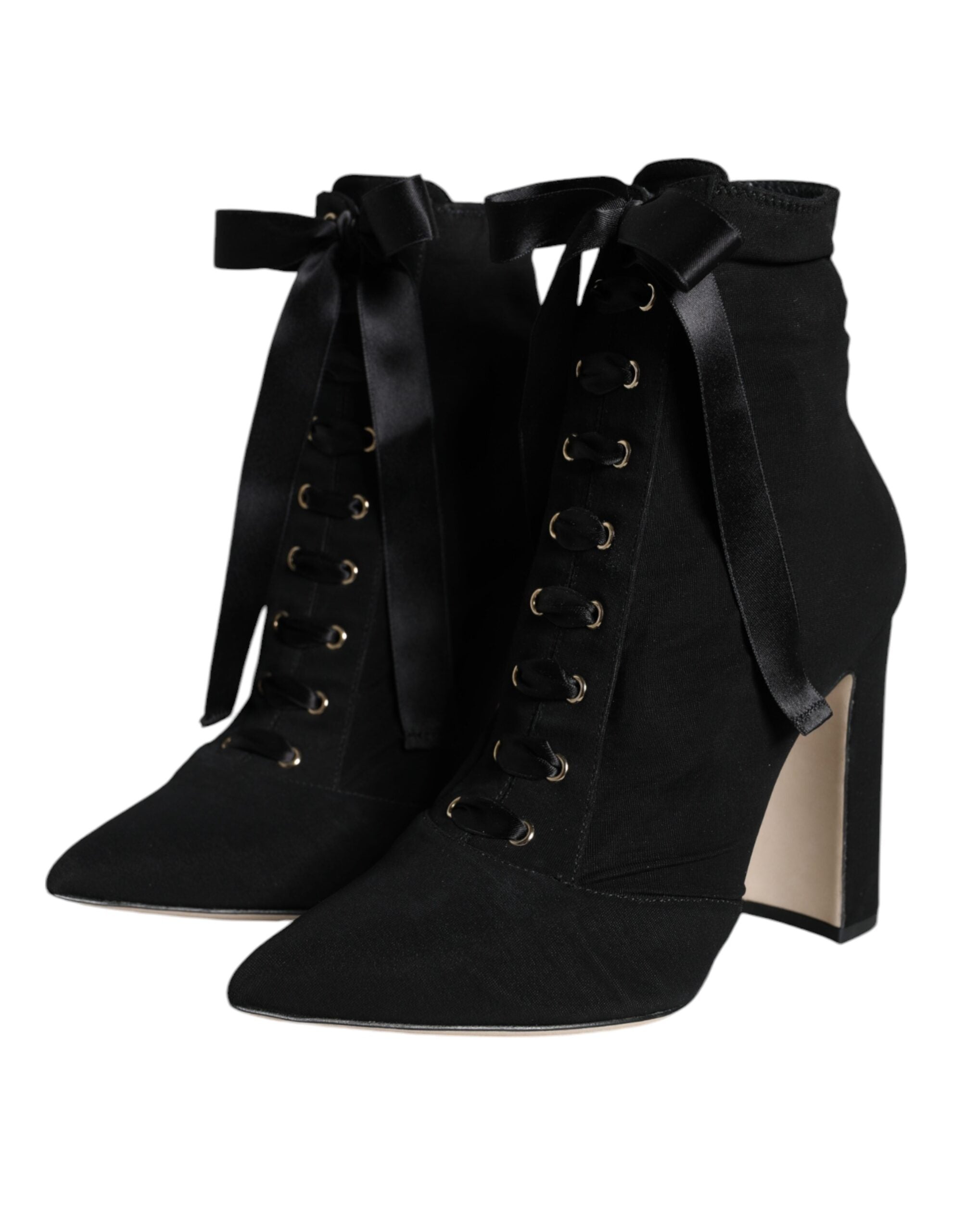 Dolce & Gabbana Schwarze Jersey-Stretch-Stiefeletten Schuhe-3