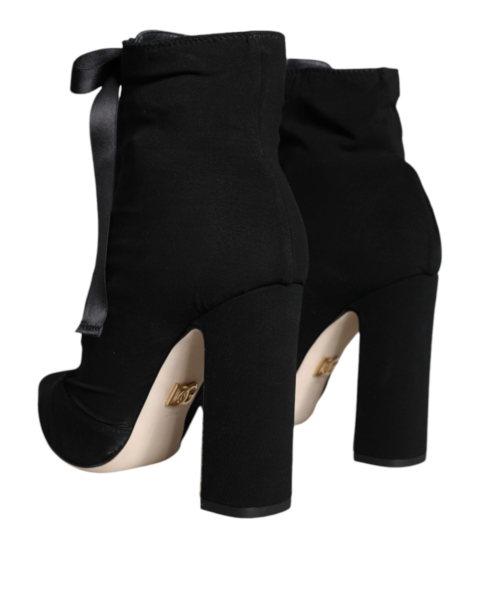 Dolce & Gabbana Schwarze Jersey-Stretch-Stiefeletten Schuhe-4