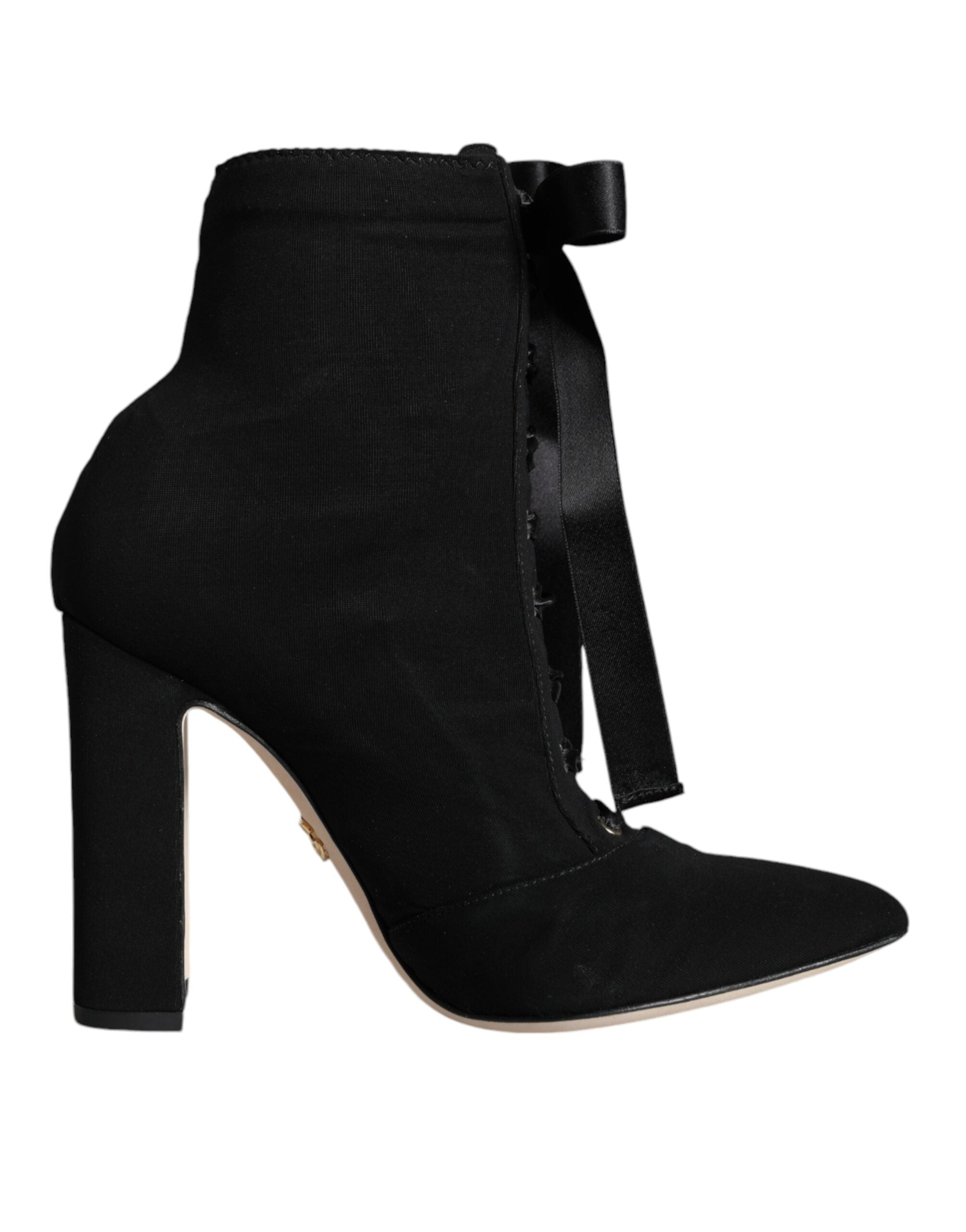 Dolce & Gabbana Schwarze Jersey-Stretch-Stiefeletten Schuhe-1