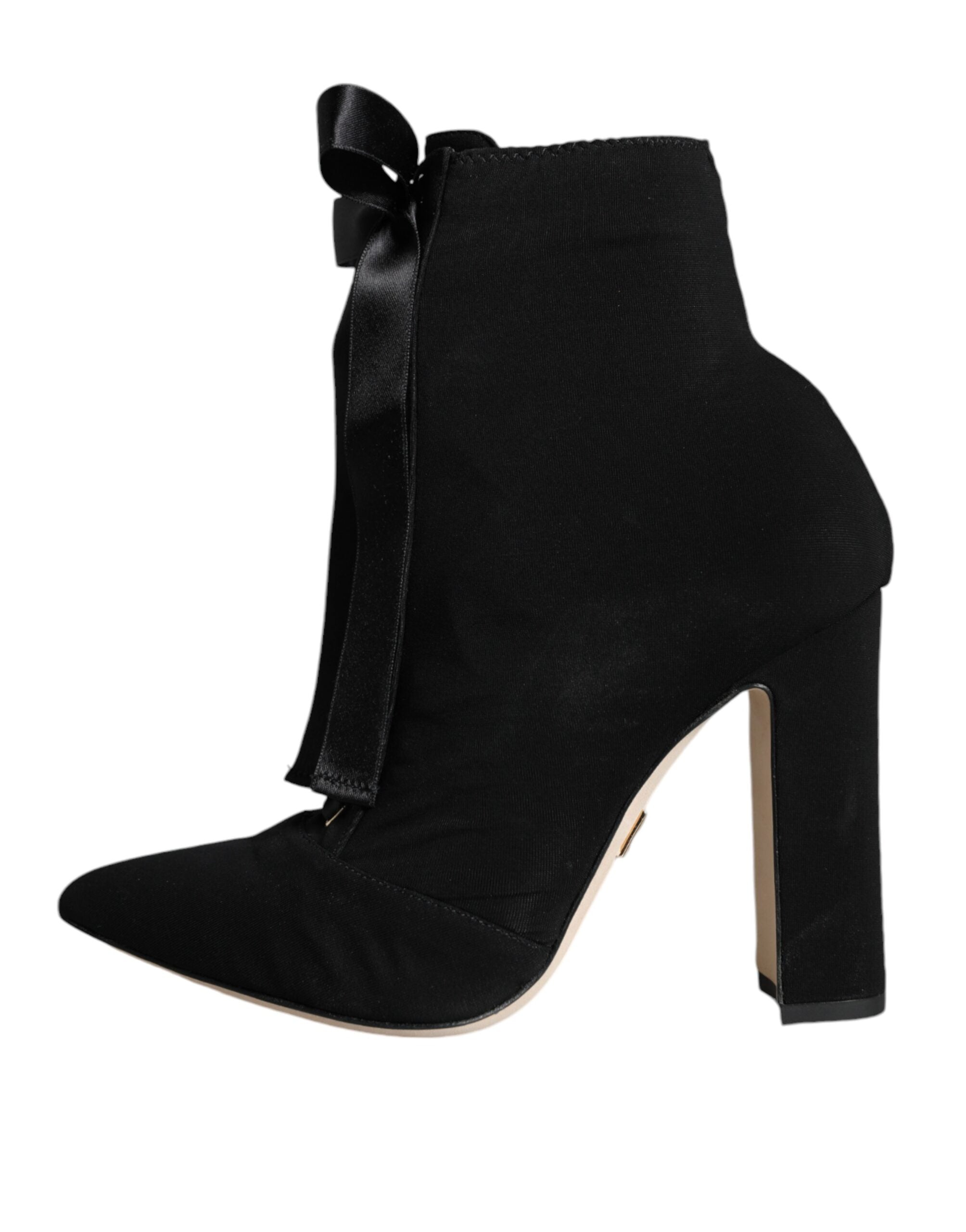 Dolce & Gabbana Schwarze Jersey-Stretch-Stiefeletten Schuhe-5