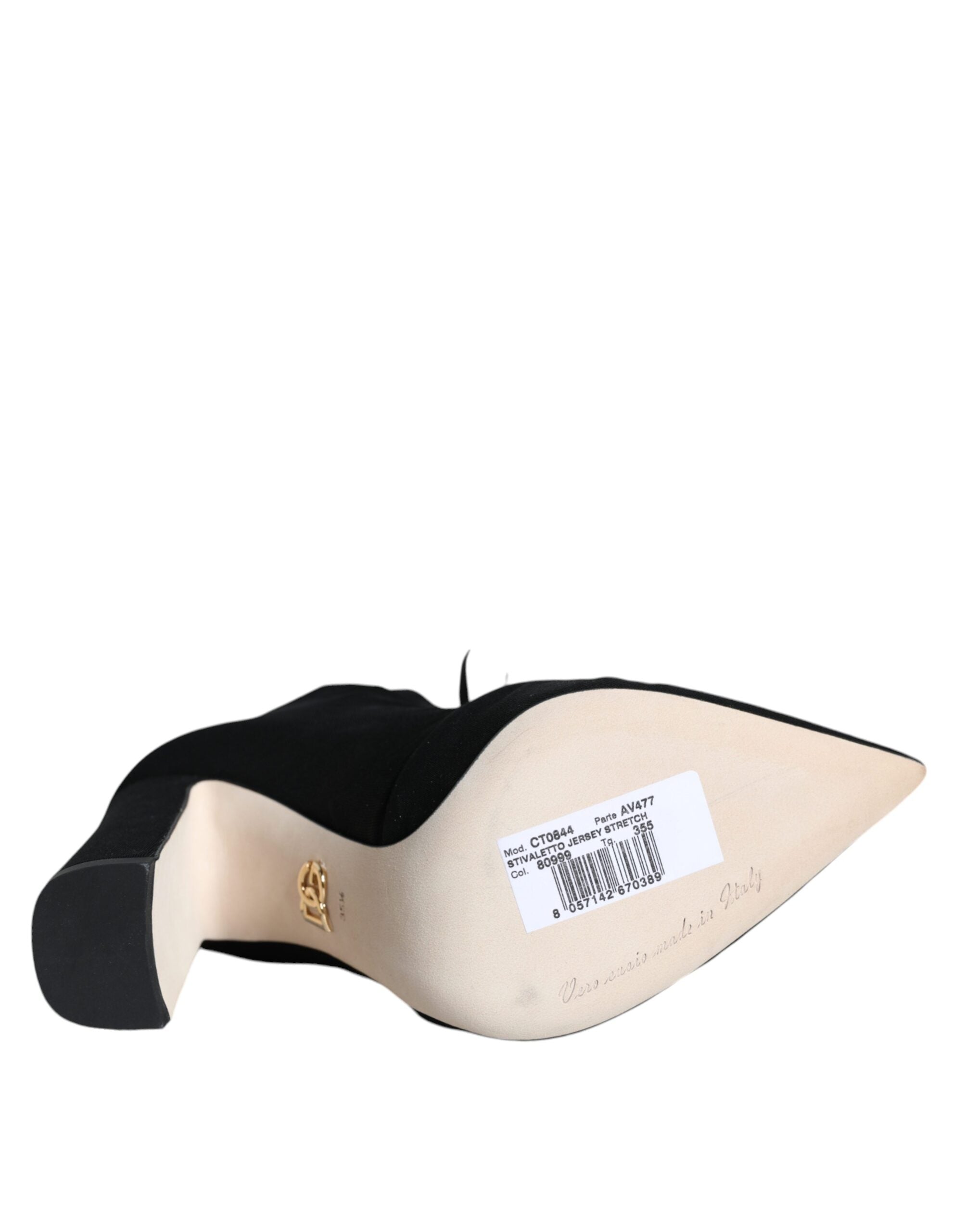 Dolce & Gabbana Schwarze Jersey-Stretch-Stiefeletten Schuhe-6