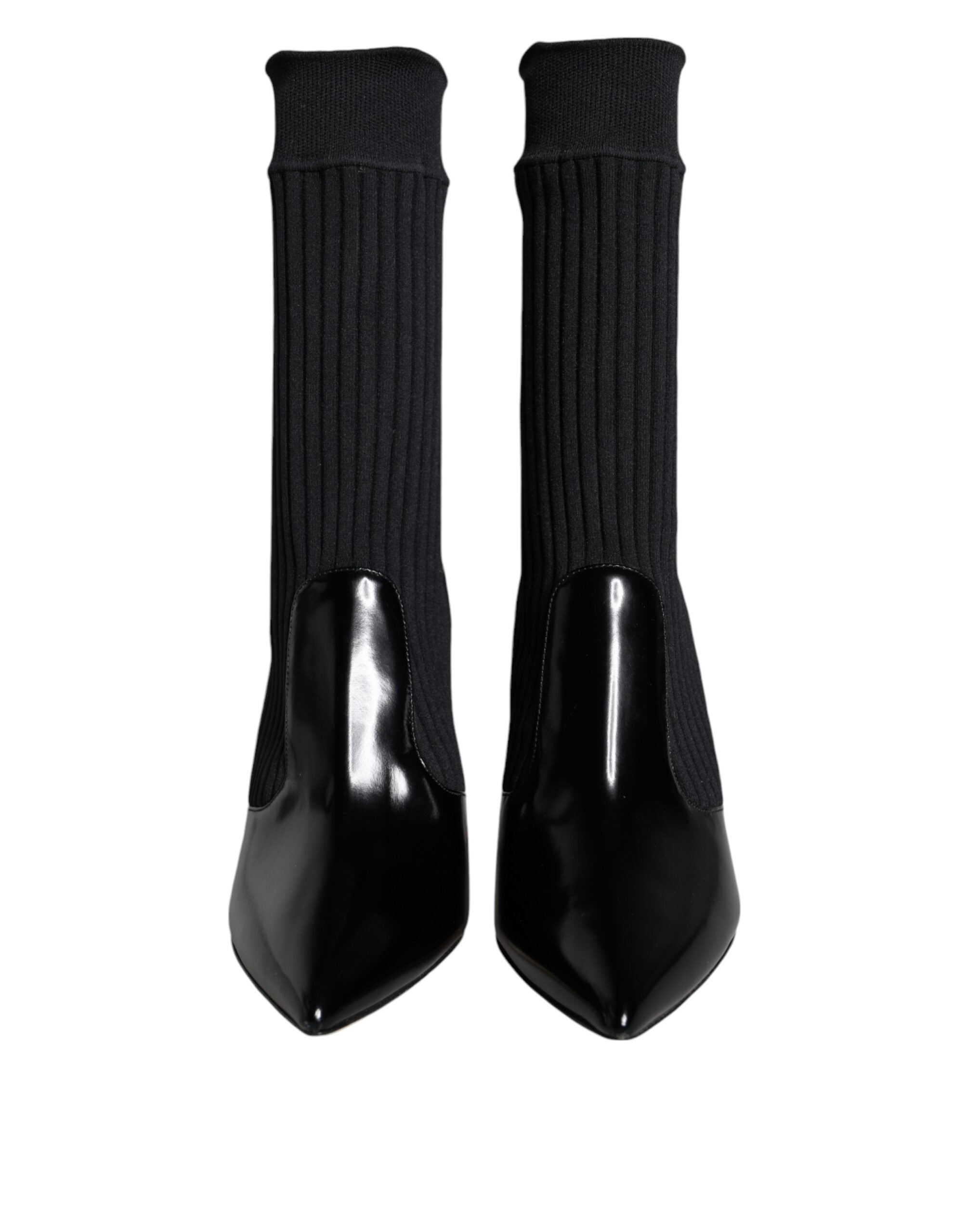 Dolce & Gabbana Black Stretch Stiletto Booties Socks Shoes-2