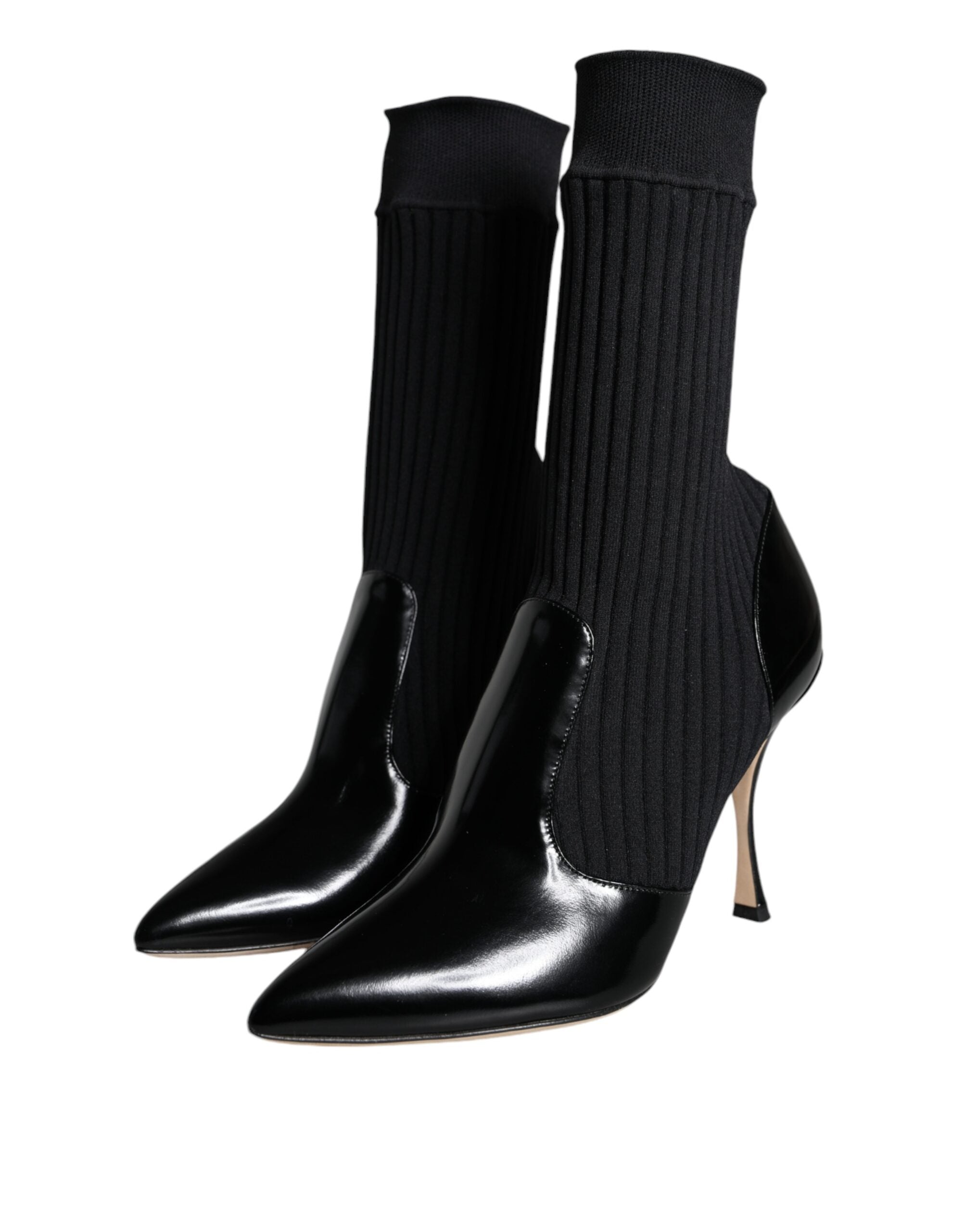Dolce & Gabbana Black Stretch Stiletto Booties Socks Shoes-3