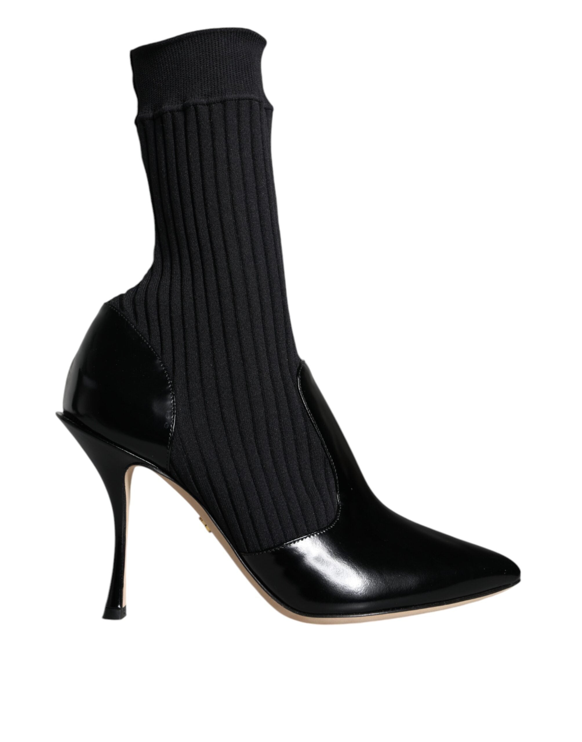 Dolce & Gabbana Black Stretch Stiletto Booties Socks Shoes-1